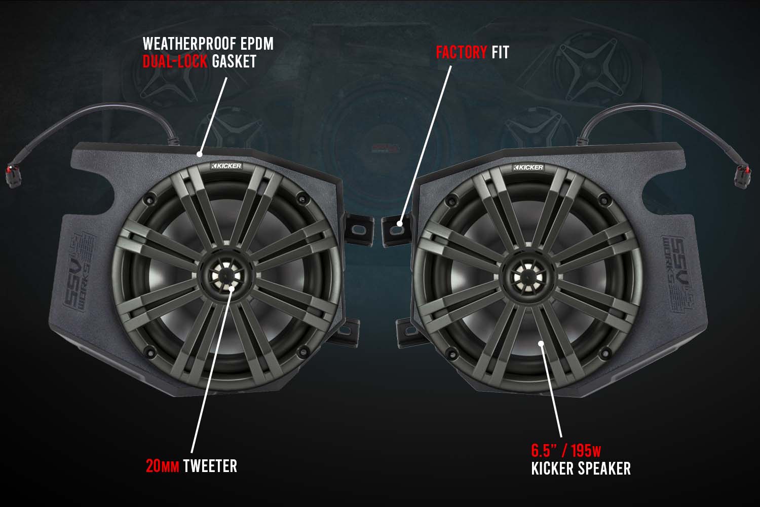 Photo of SSV Works - 2014-2023 Polaris RZR Front Kick 6.5" Speaker Pods by SSV Works - Premium for UTVs / Side by Sides