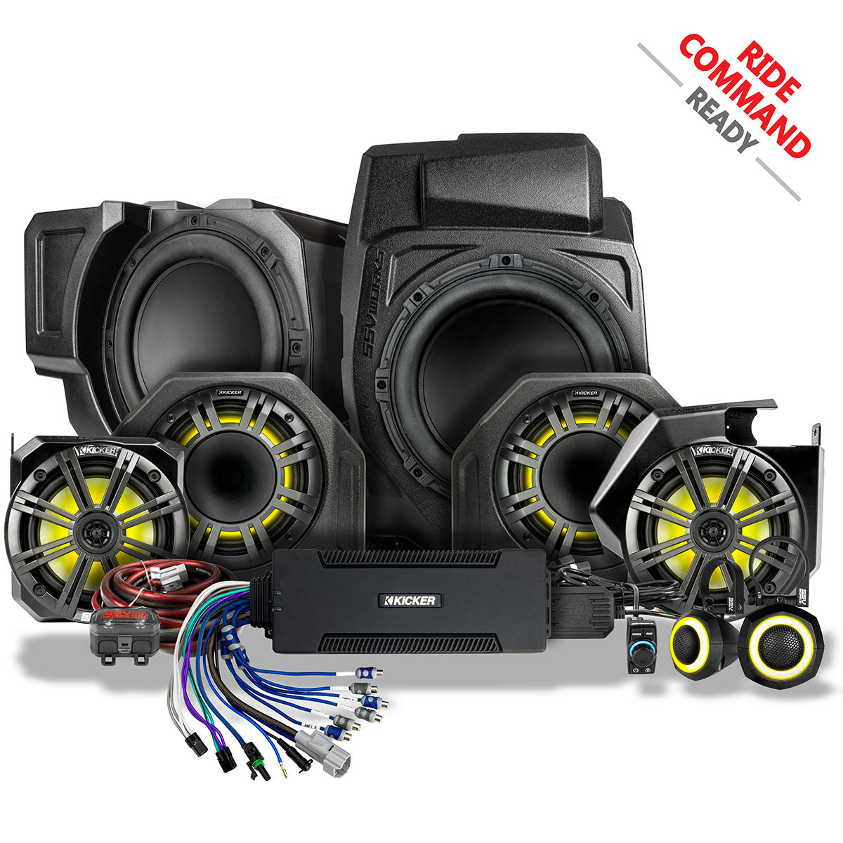 Photo of SSV Works - 2025-2026 PolarisÂ® RZR Pro R / Pro S / Pro XP Phase-6 K-Spec 7-Speaker Plug-&-Play Kit for Ride Command by SSV Works - Premium for UTVs / Side by Sides