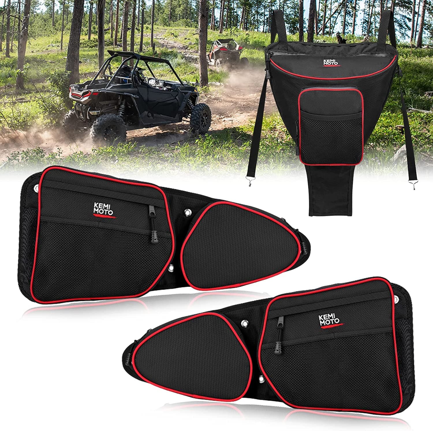 Photo of Door Bags & Center Storage Bag for Polaris RZR XP 1000/4 /XP Turbo by Kemimoto - Premium for UTVs / Side by Sides