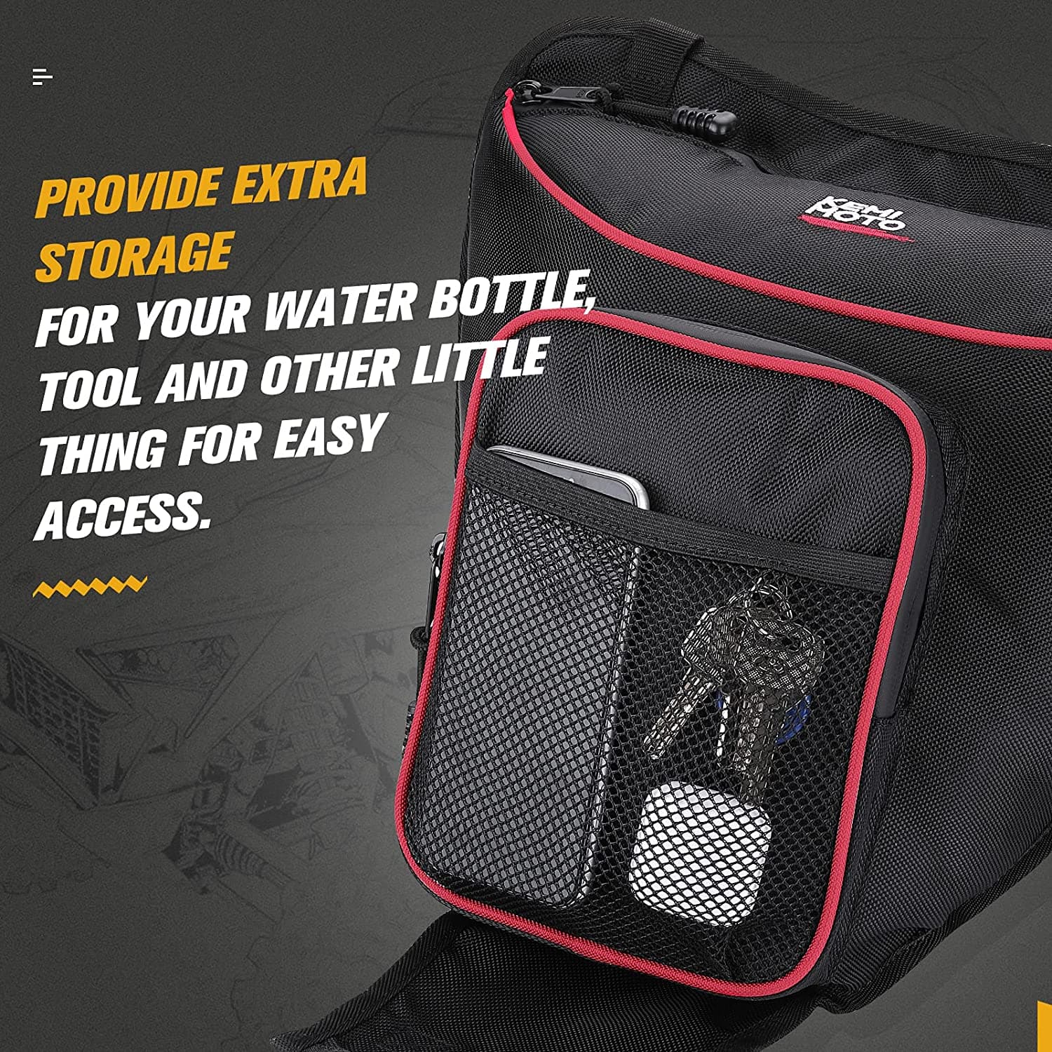 Photo of Door Bags & Center Storage Bag for Polaris RZR XP 1000/4 /XP Turbo by Kemimoto - Premium for UTVs / Side by Sides