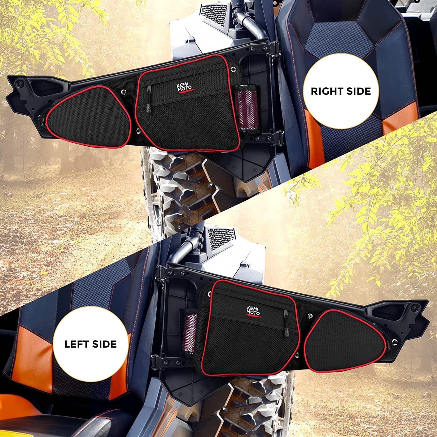 Photo of Door Bags & Center Storage Bag for Polaris RZR XP 1000/4 /XP Turbo by Kemimoto - Premium for UTVs / Side by Sides