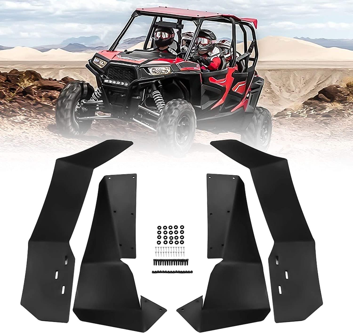 Photo of Extended Fender Flares for Polaris RZR S 900 / S 1000 / RZR 4 900 2015-2020 by Kemimoto - Premium for UTVs / Side by Sides