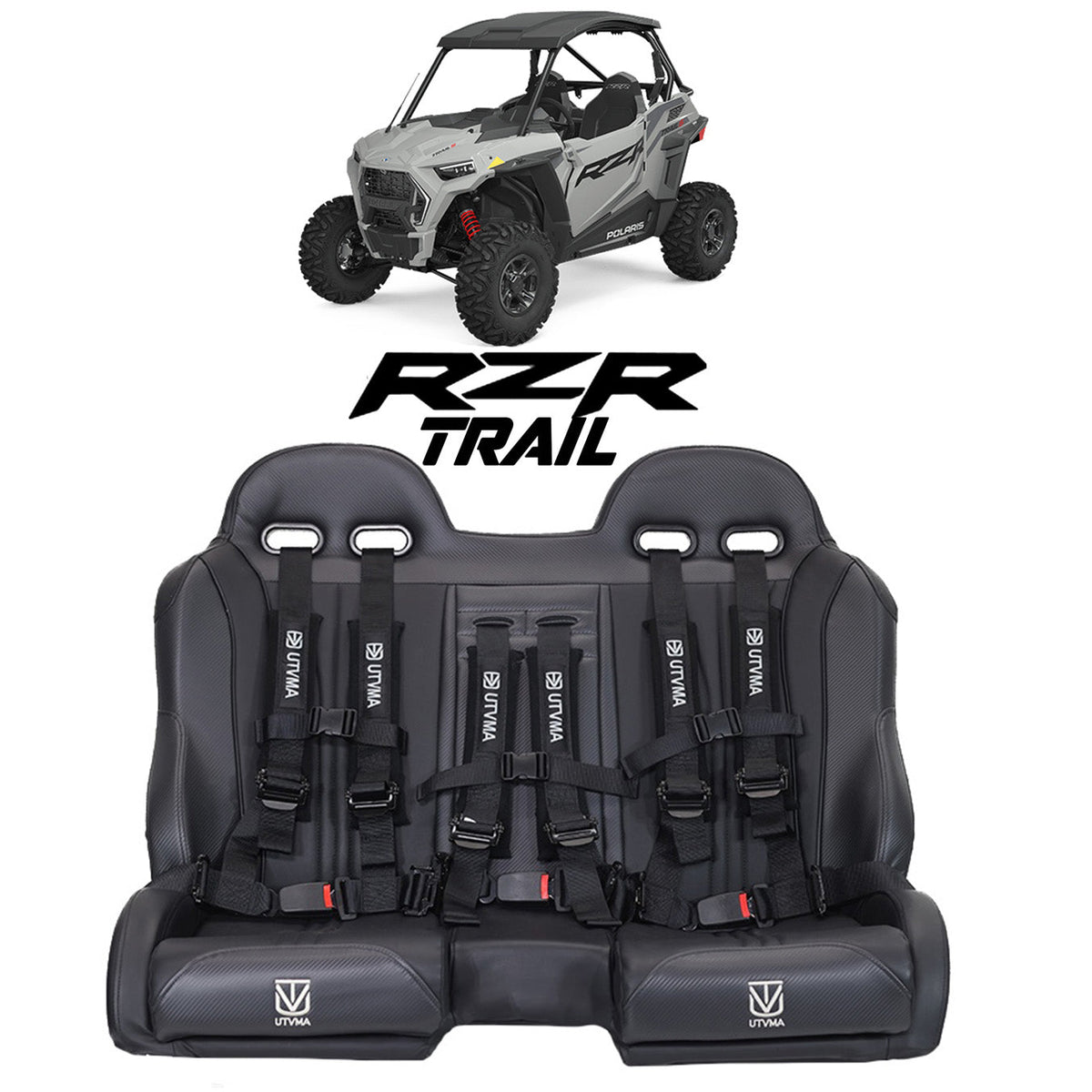 Photo of RZR 900/1000 Trail Front Bench Seat with Harnesses (2015-2025) by UTV Mountain Accessories - Premium Seats & Accessories for UTVs / Side by Sides
