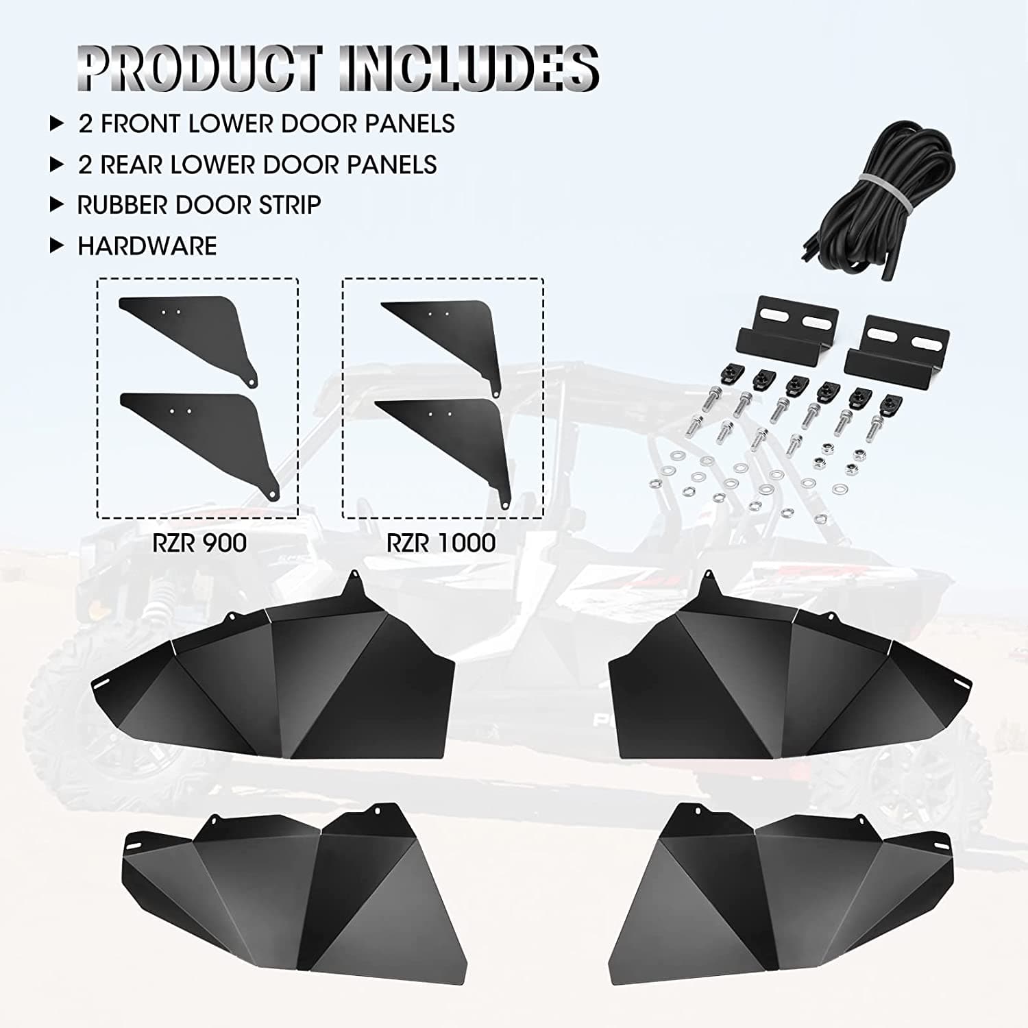 Photo of Kemimoto Half Lower Door Panel For Polaris RZR 900 1000 XP 4 Turbo 2014-2023 by Kemimoto - Premium for UTVs / Side by Sides