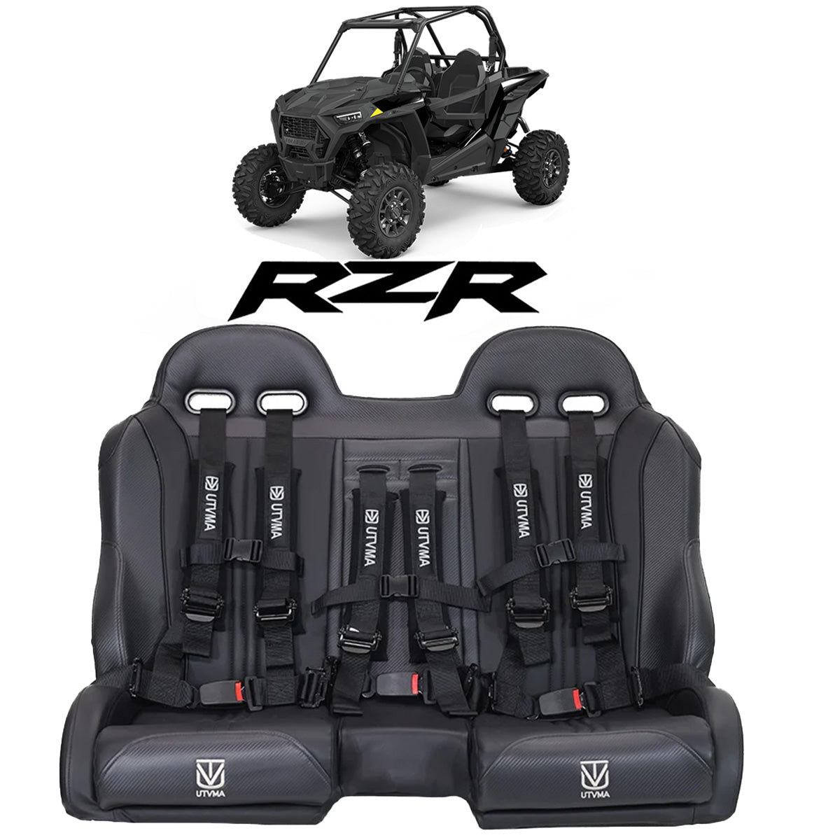 Photo of RZR 1000 Elite Series Bench Seat Front or Rear Bench Seat W Harnesses (over the console) (2014-2023) by UTV Mountain Accessories - Premium Seats & Accessories for UTVs / Side by Sides