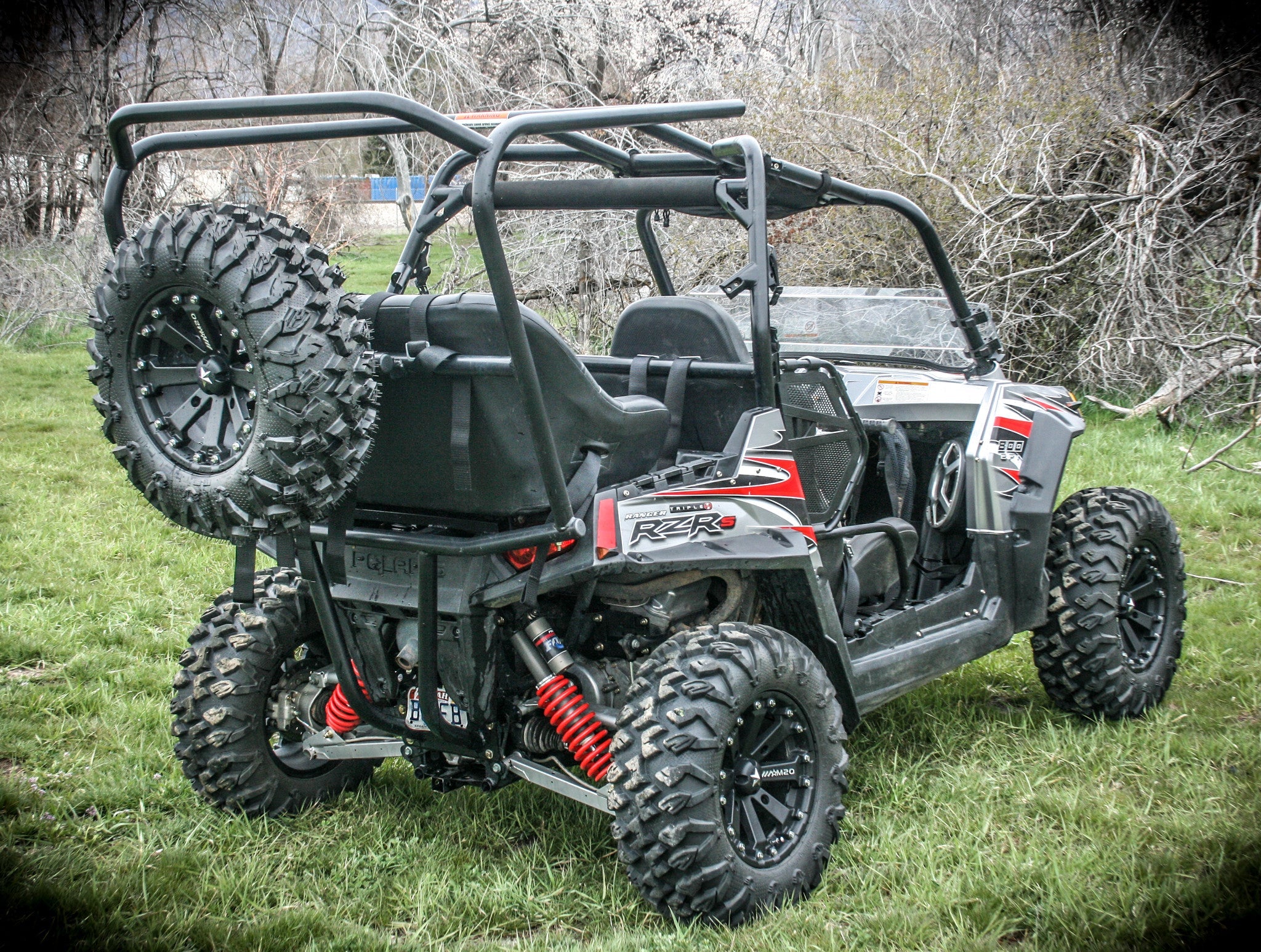 Photo of RZR Spare Tire Rack (2008-2024) by UTV Mountain Accessories - Premium RZR900 for UTVs / Side by Sides