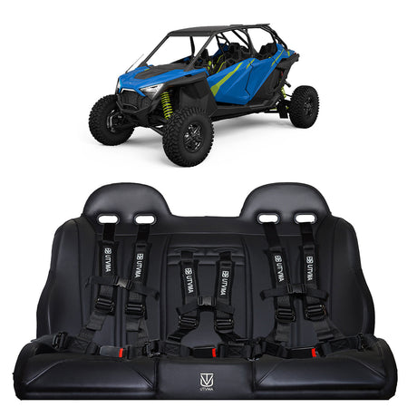 Photo of RZR 4 PRO (Turbo R, Pro R, Pro) Rear Bench Seat W Harnesses (2020-2025) by UTVMA - Premium Bench Seat for UTVs / Side by Sides