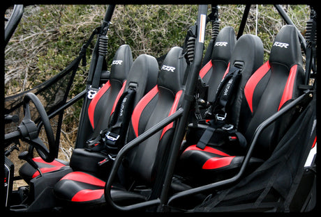 Photo of RZR 4 800 Bump Seats Set (Front and Rear) by UTVMA - Premium Bump Seat for UTVs / Side by Sides