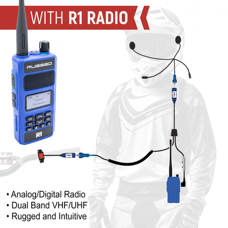 Photo of RACE SERIES Complete Motorcycle Communication Kit with OFFROAD Cables and R1 Radio by Rugged Radios - Premium for UTVs / Side by Sides