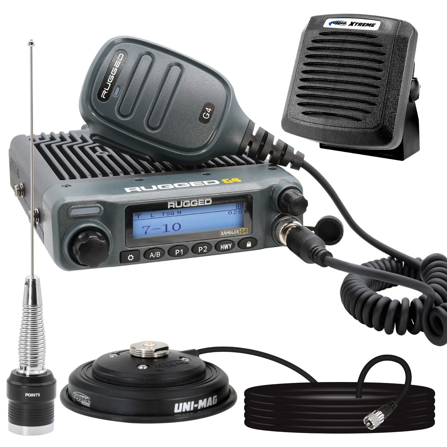 Photo of Radio Kit Plus - Rambler G4 High Power GMRS Mobile Radio Kit with External Speaker by Rugged Radios - Premium for UTVs / Side by Sides