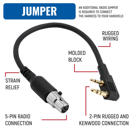 Photo of RUGGED Wired Single Seat Short Course Car Harness without Radio Jumper by Rugged Radios - Premium for UTVs / Side by Sides