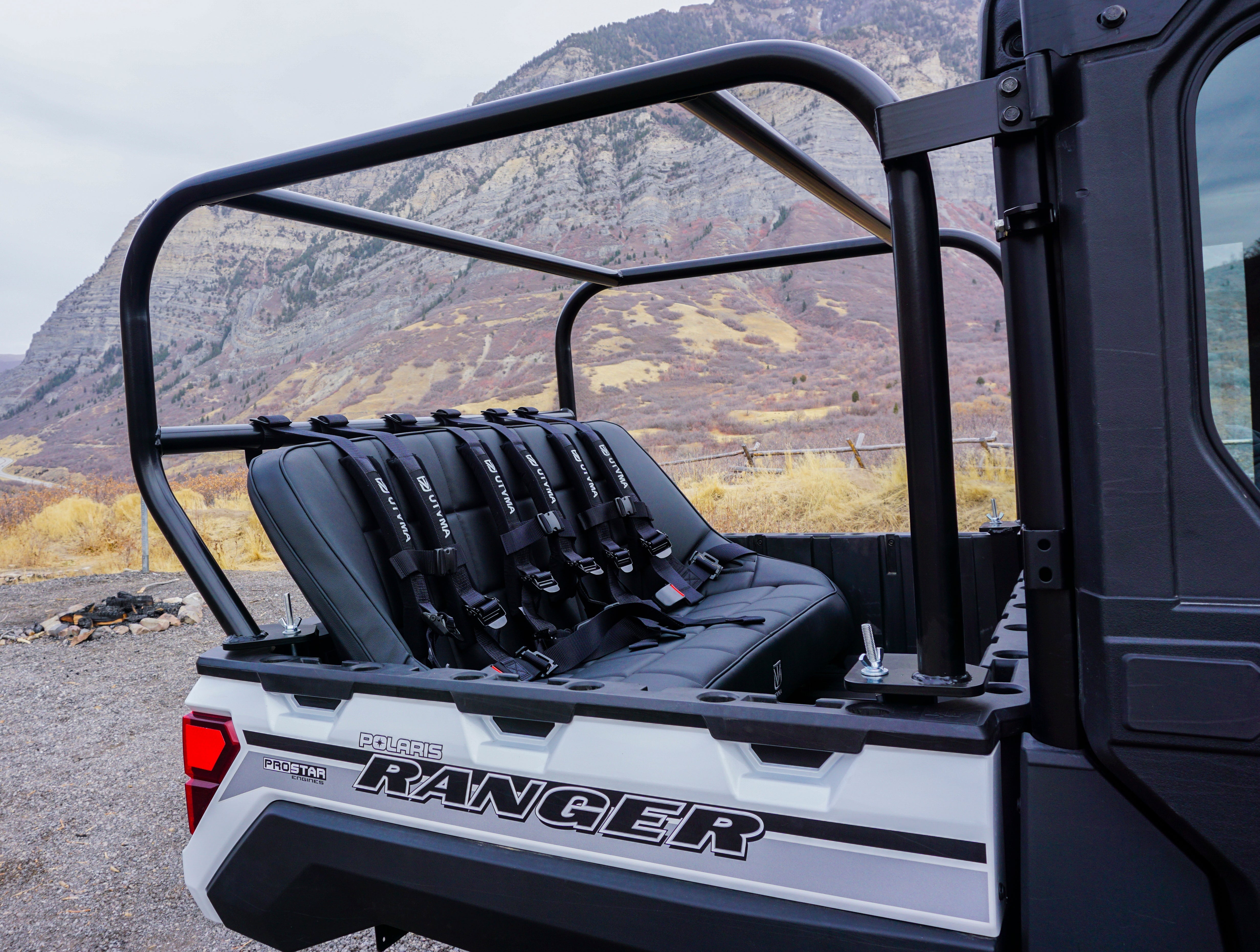 Photo of Ranger 1000 Rear Seat and Roll Cage Kit (2018-2024) by UTV Mountain Accessories - Premium Roll Cages for UTVs / Side by Sides