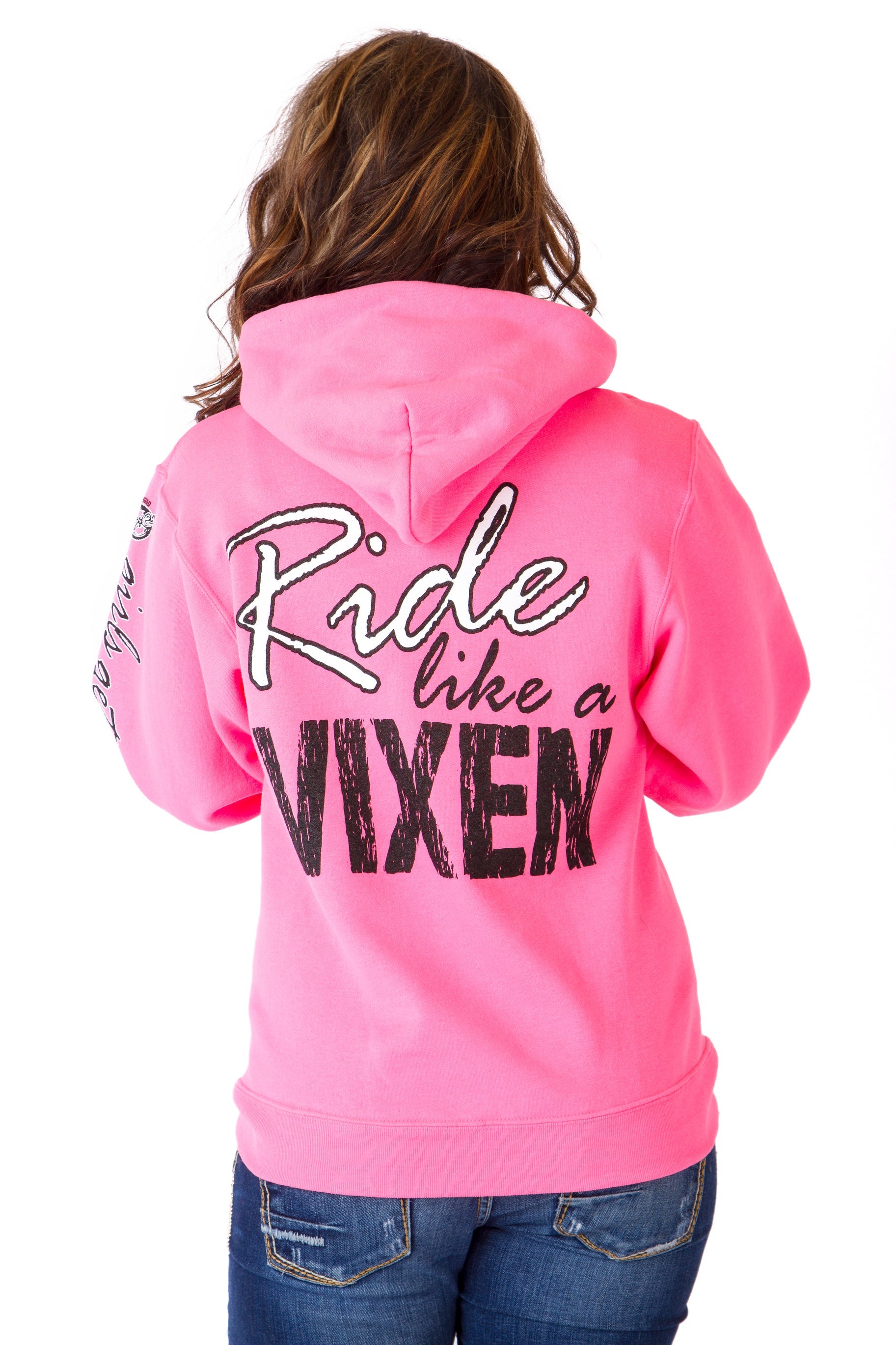 Photo of Ride like a Vixen Hoodie - Neon Pink by OFF-ROAD VIXENS CLOTHING CO. - Premium Ladies Hoodies for UTVs / Side by Sides