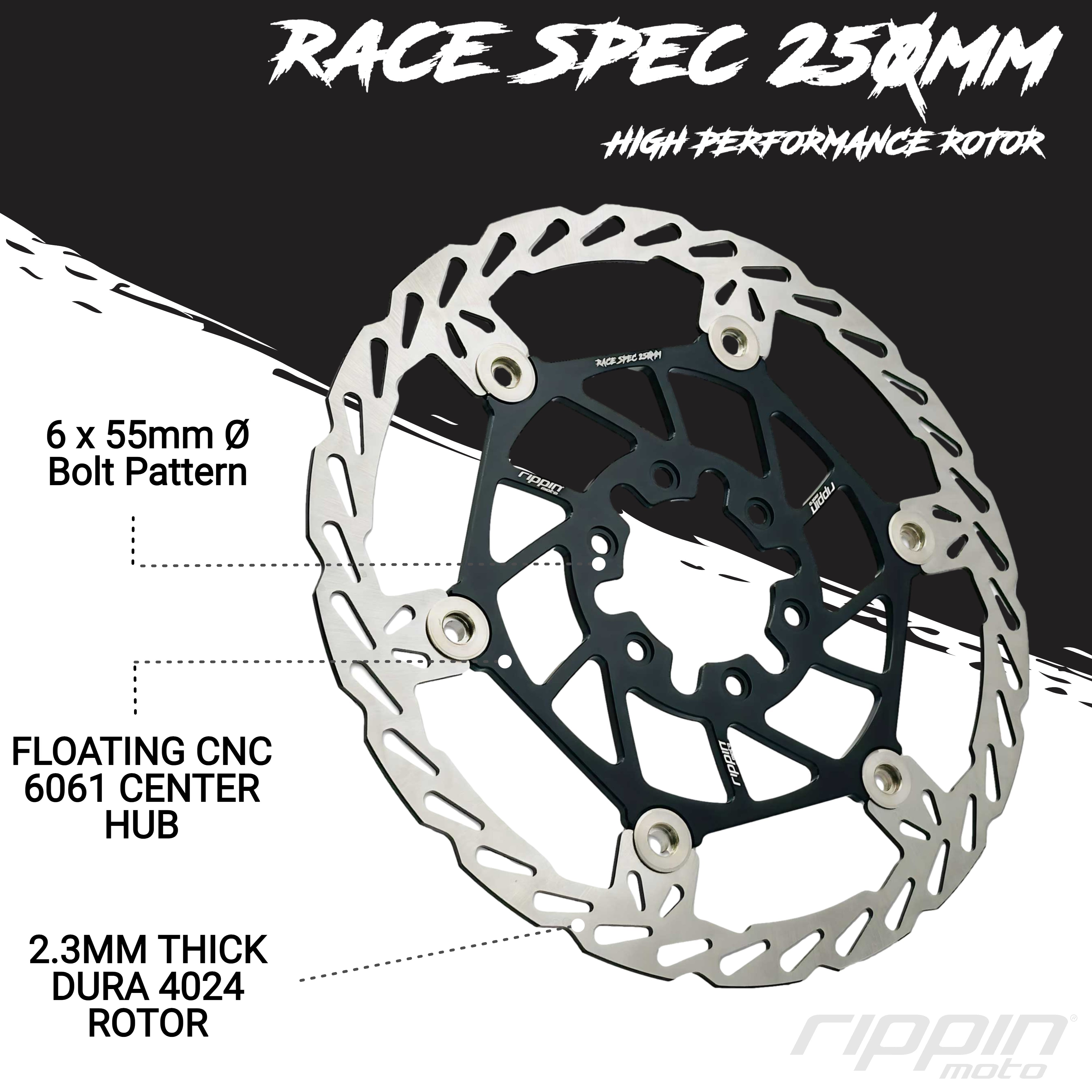 Photo of 250mm Race Spec Oversize Brake Rotor [Rear] for Surron LBX & E-Ride PRO 2.0 by Rippin Moto - Premium Brakes for UTVs / Side by Sides