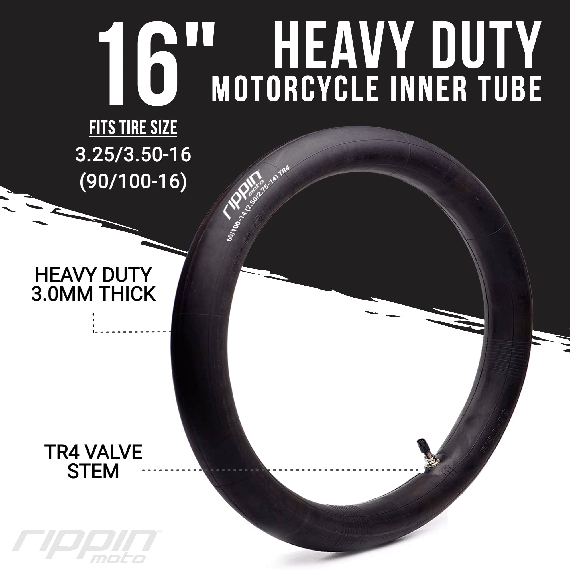 Photo of 90/100-16 (3.25/3.50-16) Heavy Duty Motorcycle Inner Tube - 3mm Thick by Rippin Moto - Premium Tire for UTVs / Side by Sides