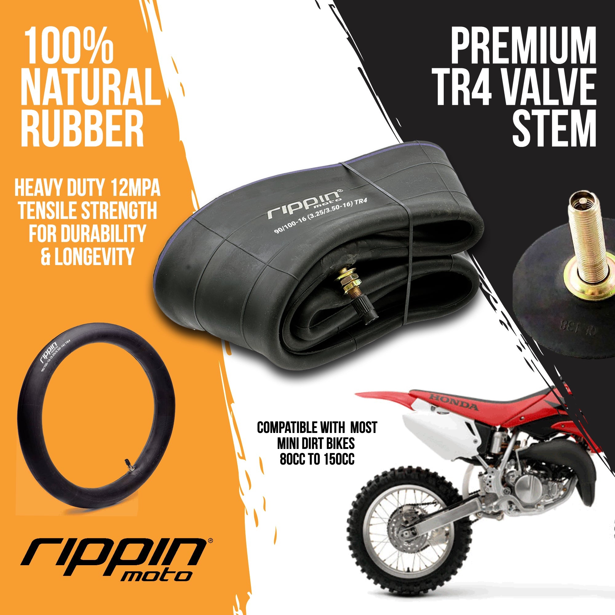 Photo of 90/100-16 (3.25/3.50-16) Heavy Duty Motorcycle Inner Tube - 3mm Thick by Rippin Moto - Premium Tire for UTVs / Side by Sides