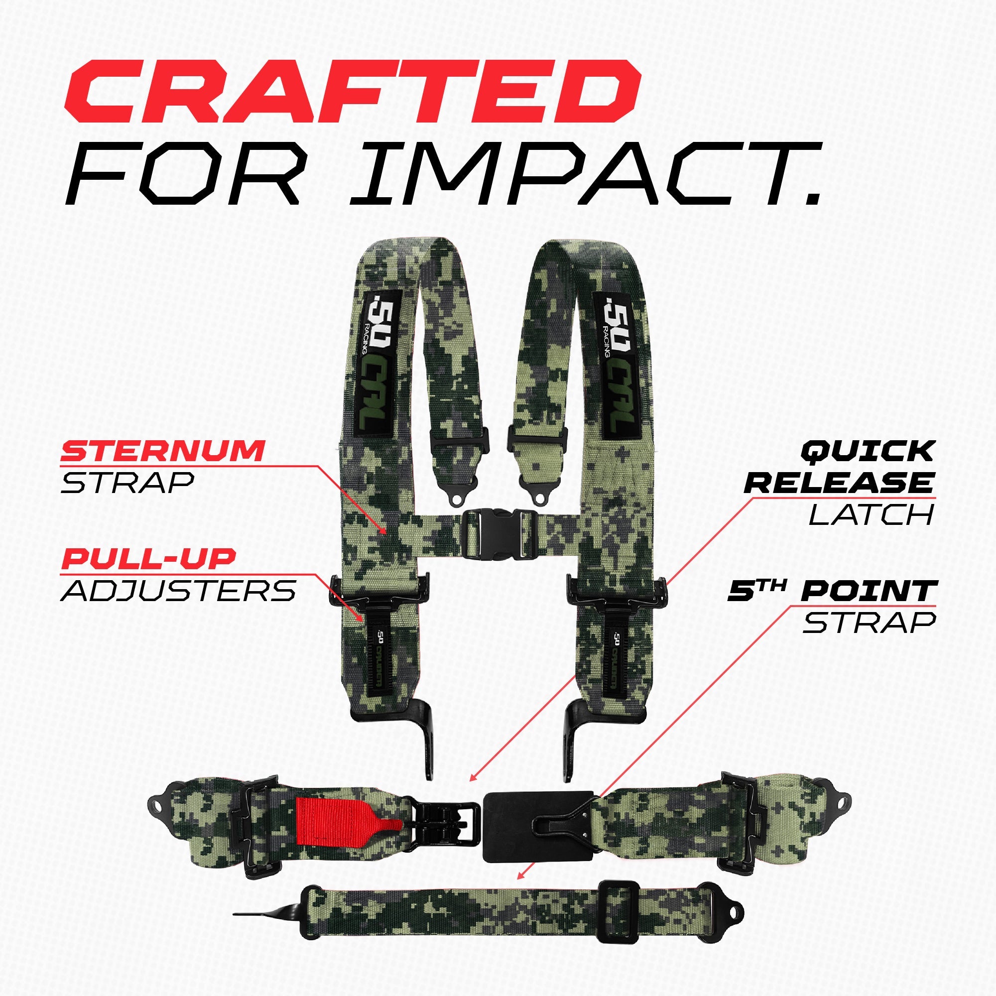 SFI Approved 5 Point Racing Harness - 3" Padded Straps + Quick Release (Black & Red)