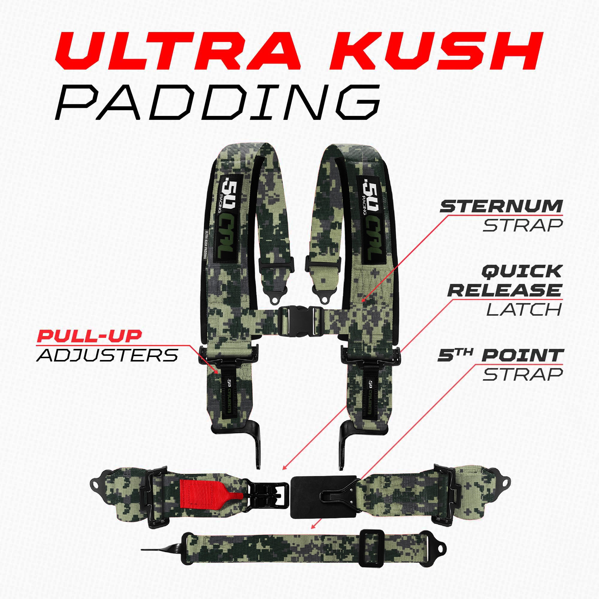 SFI Approved 5 Point Racing Harness - 3" Padded Straps + Quick Release (Black & Red)