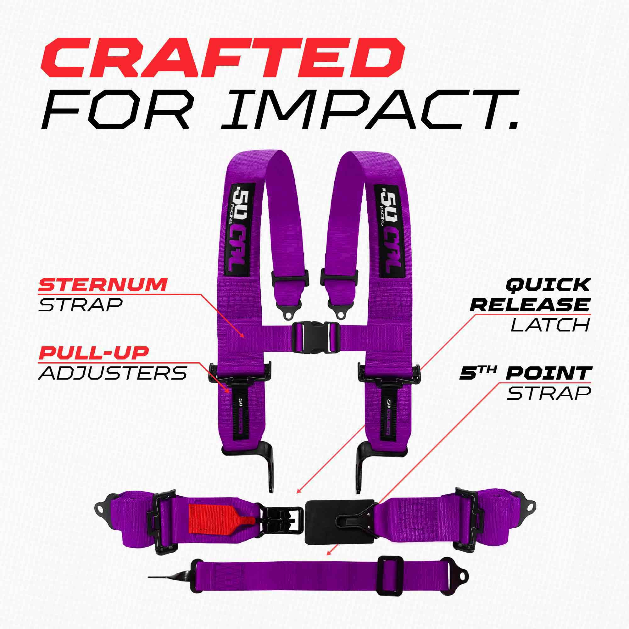 SFI Approved 5 Point Racing Harness - 3" Padded Straps + Quick Release (Black & Red)