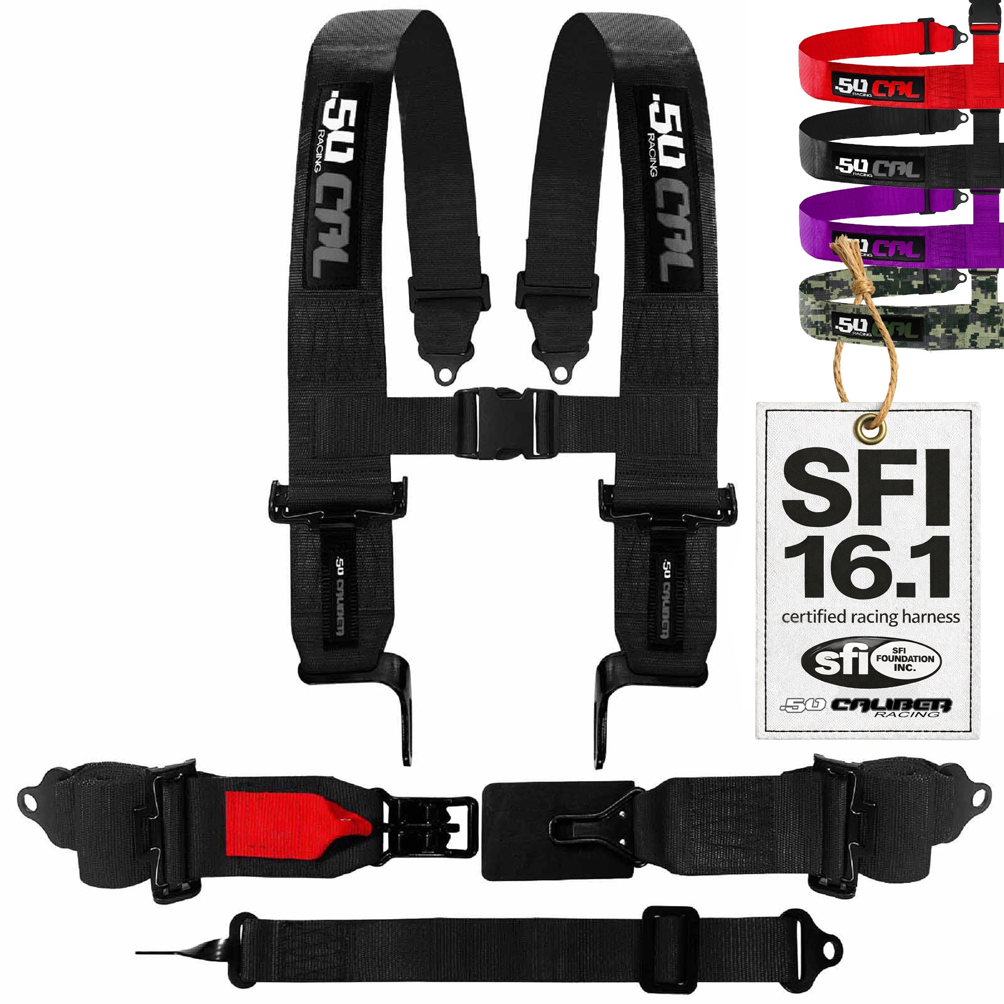 SFI Approved 5 Point Racing Harness - 3" Padded Straps + Quick Release (Black & Red)