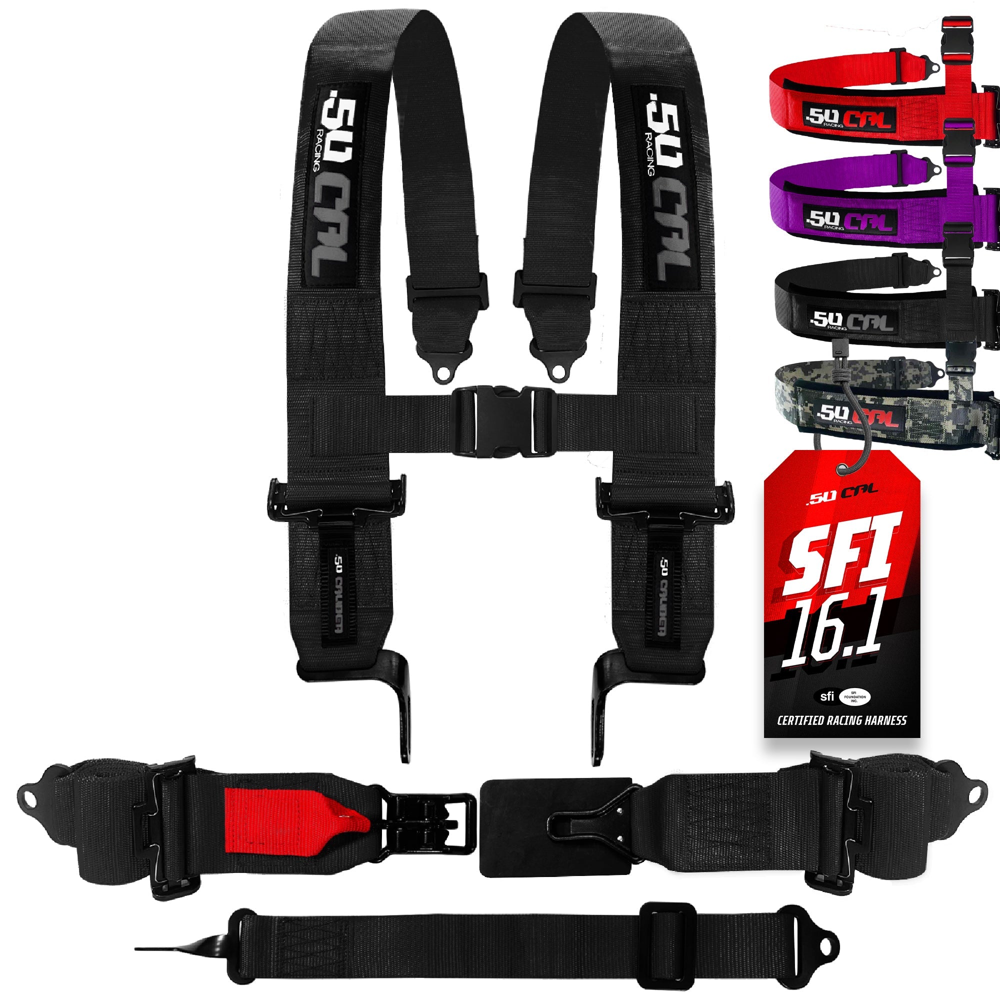 SFI Approved 5 Point Racing Harness - 3" Padded Straps + Quick Release (Black & Red)