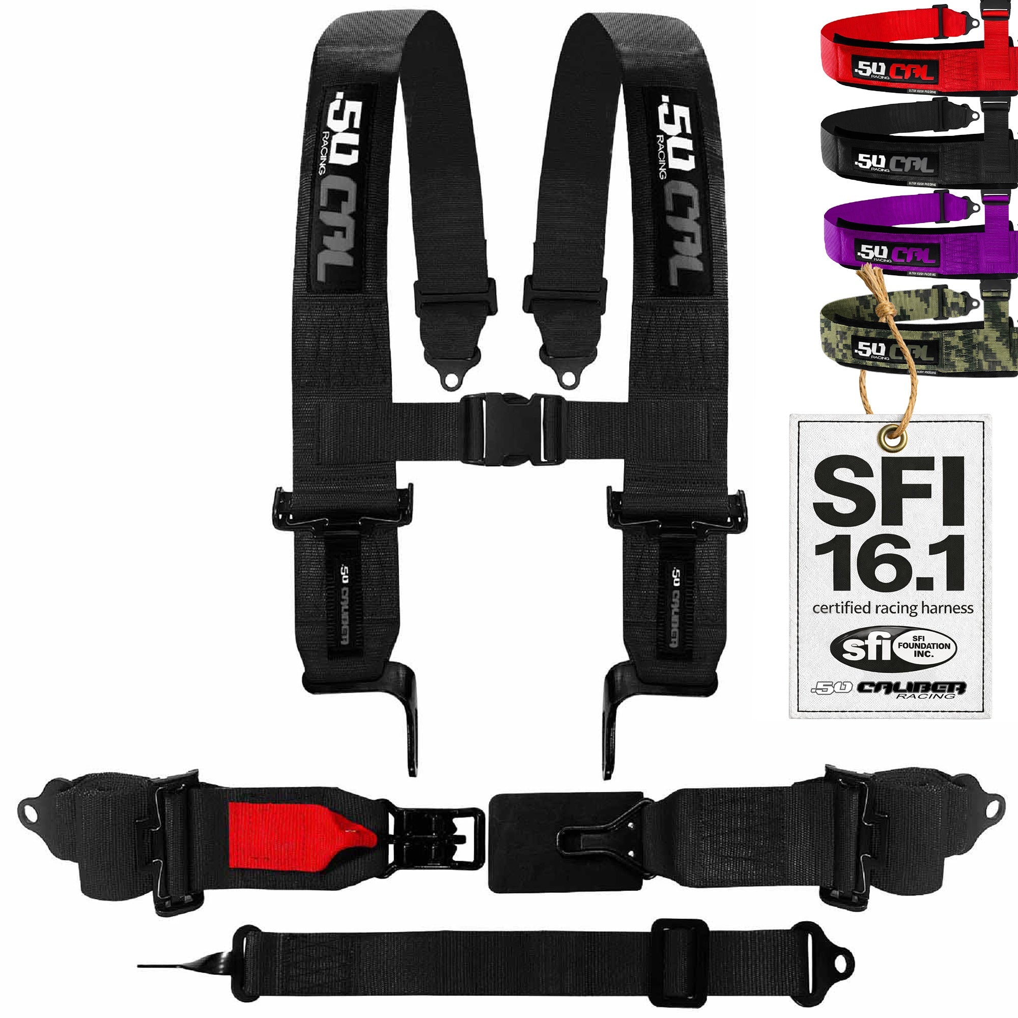 SFI Approved 5 Point Racing Harness - 3" Padded Straps + Quick Release (Black & Red)