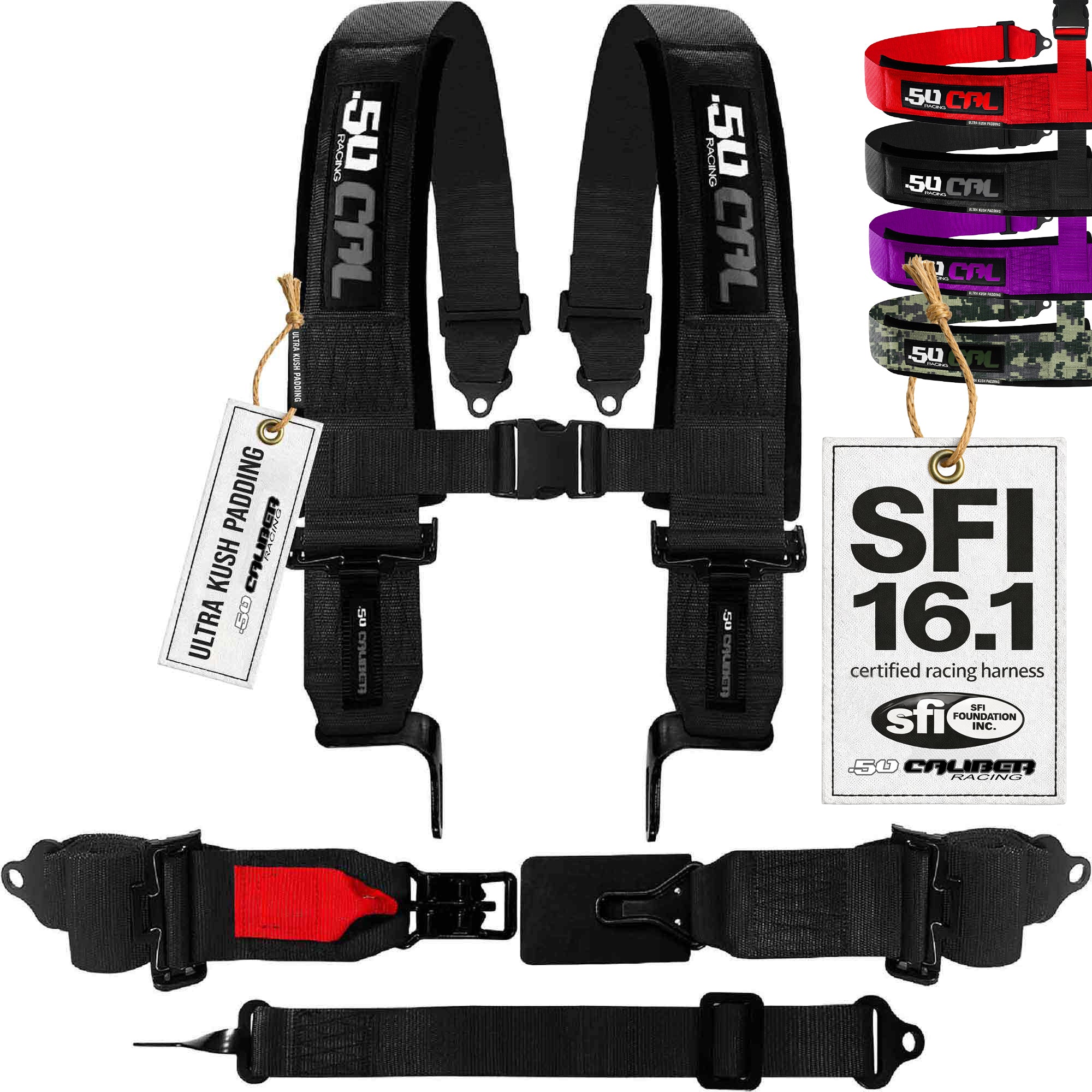 SFI Approved 5 Point Racing Harness - 3" Padded Straps + Quick Release (Black & Red)