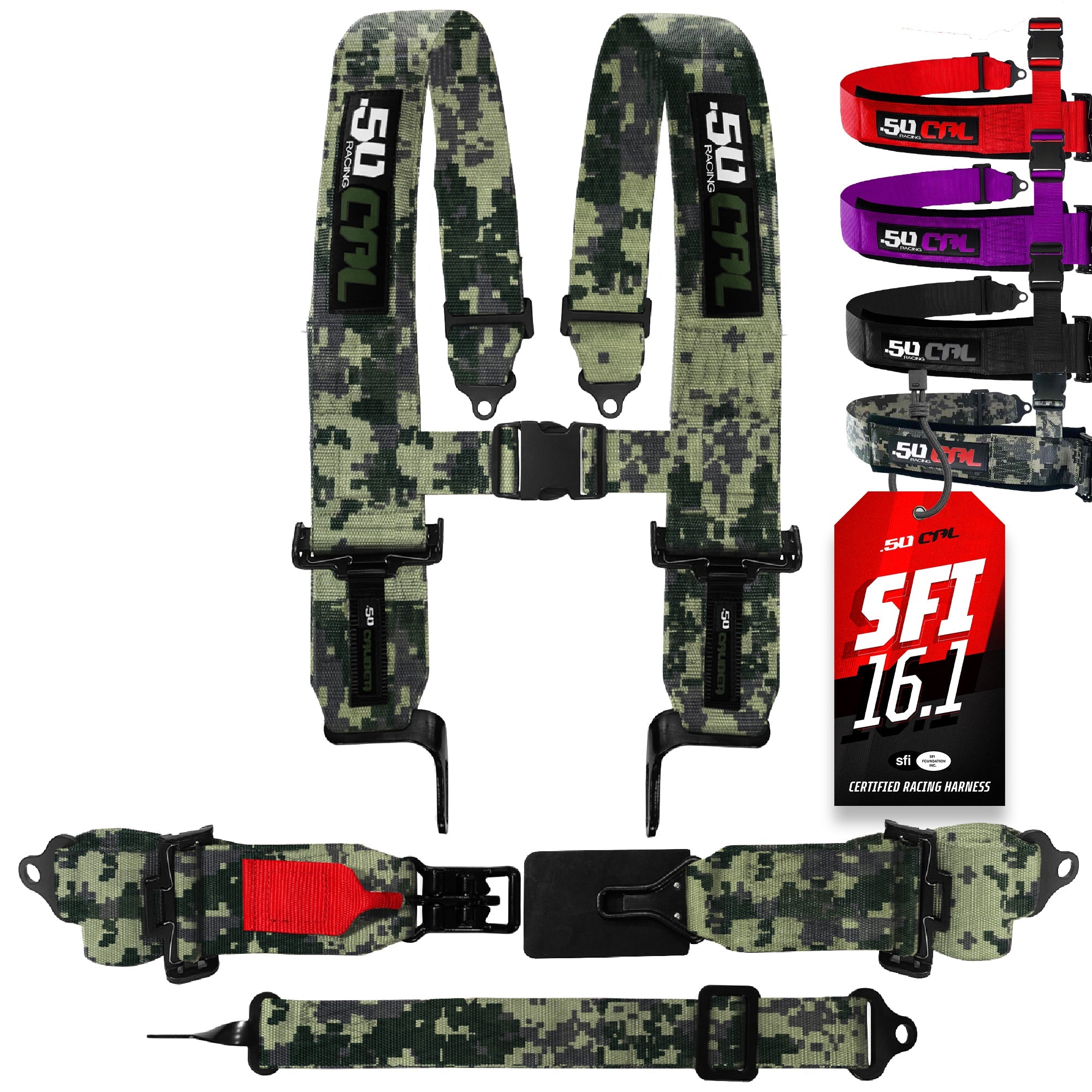 SFI Approved 5 Point Racing Harness - 3" Padded Straps + Quick Release (Black & Red)