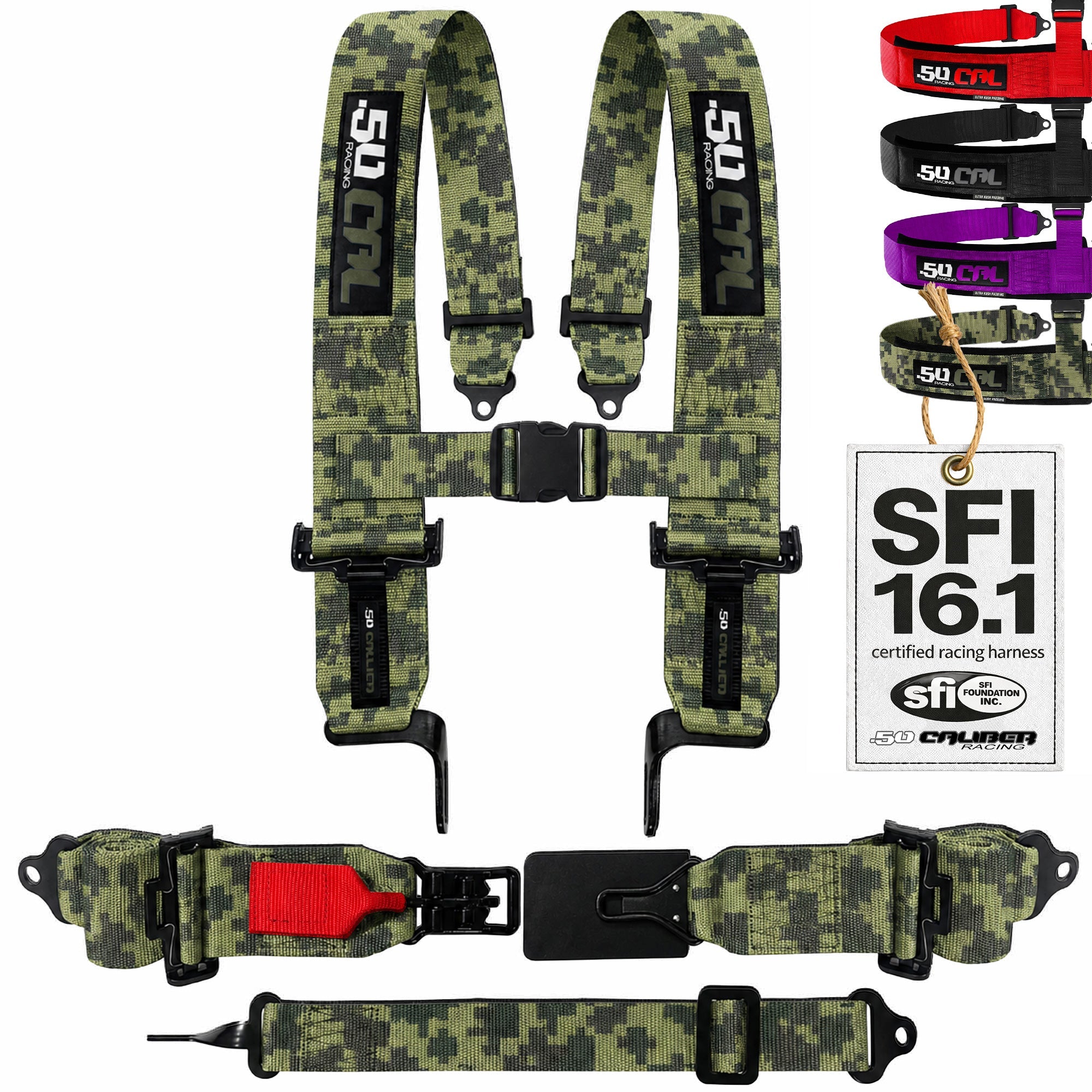 SFI Approved 5 Point Racing Harness - 3" Padded Straps + Quick Release (Black & Red)