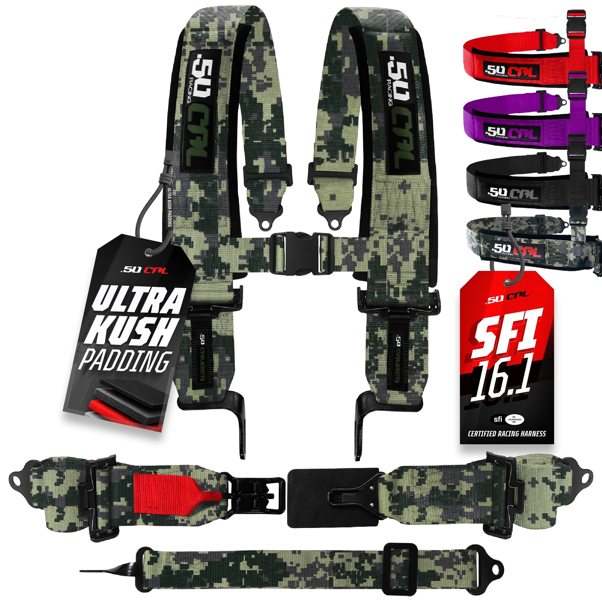 SFI Approved 5 Point Racing Harness - 3" Padded Straps + Quick Release (Black & Red)