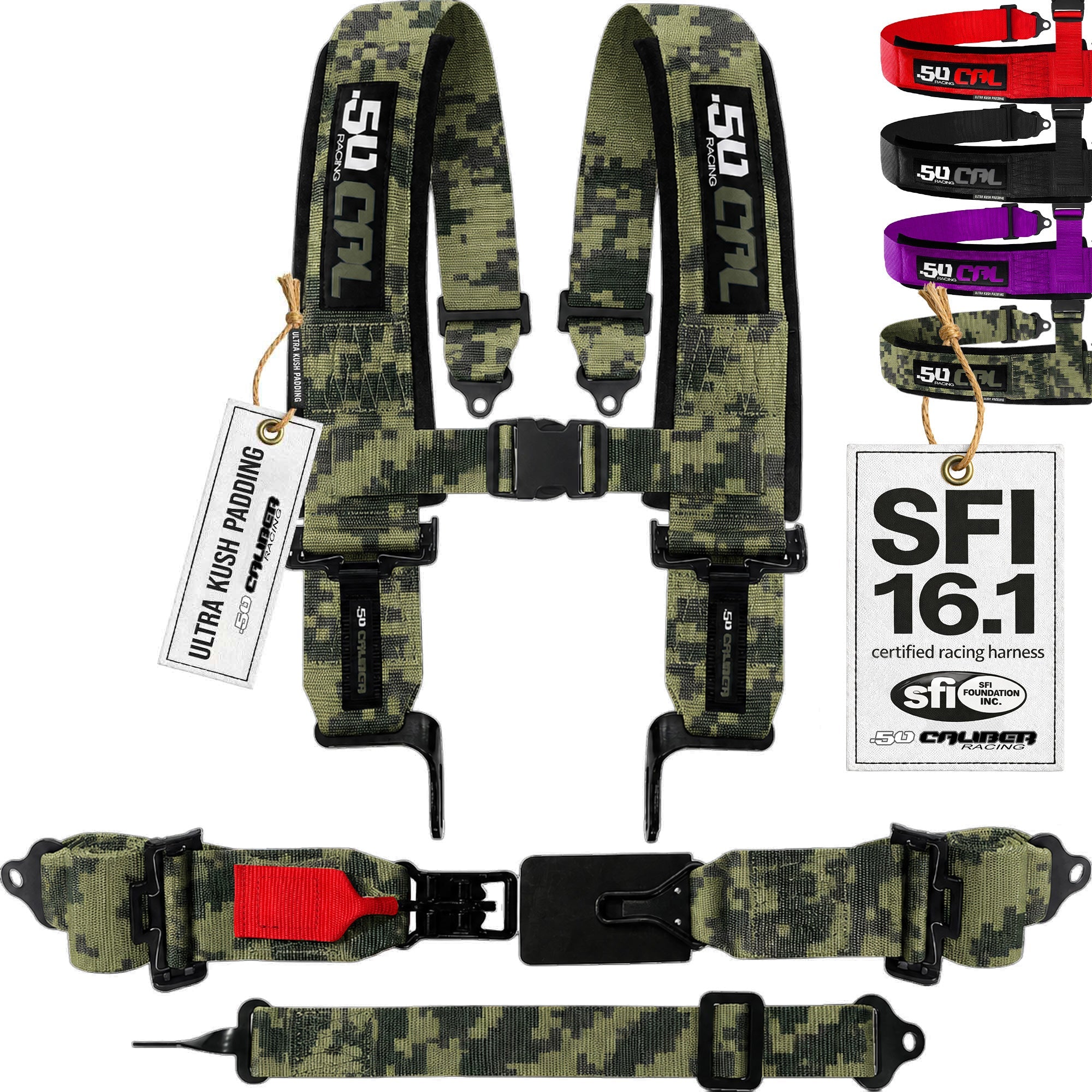 SFI Approved 5 Point Racing Harness - 3" Padded Straps + Quick Release (Black & Red)