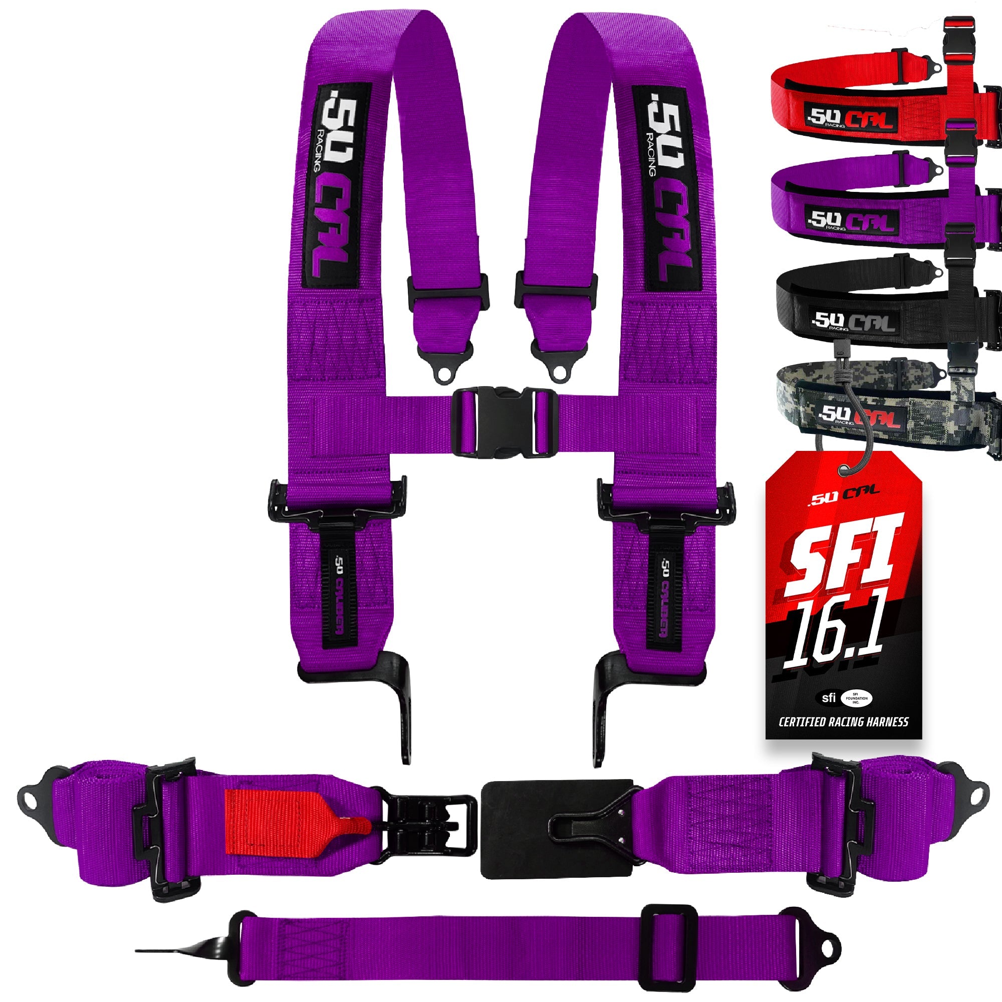 SFI Approved 5 Point Racing Harness - 3" Padded Straps + Quick Release (Black & Red)