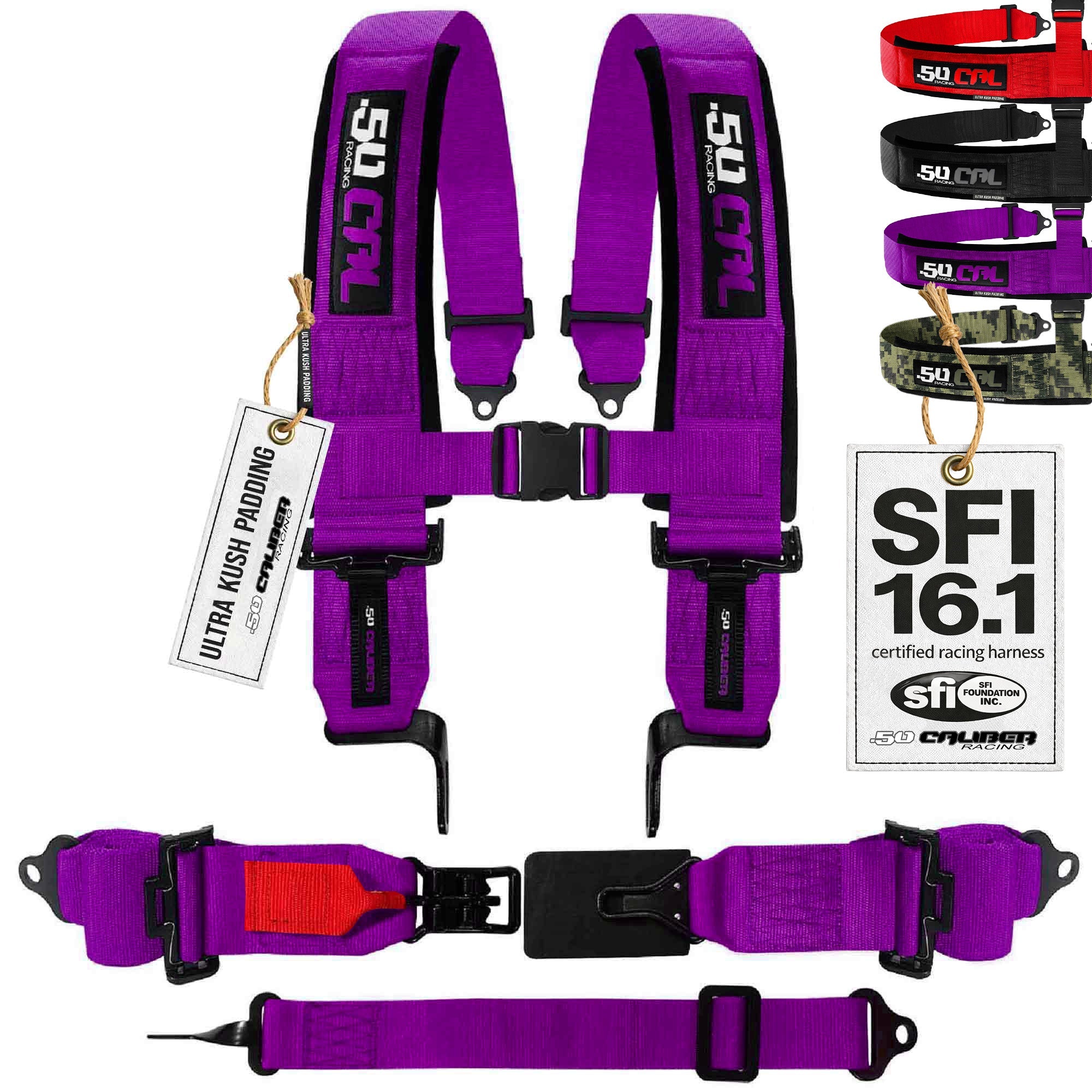 SFI Approved 5 Point Racing Harness - 3" Padded Straps + Quick Release (Black & Red)