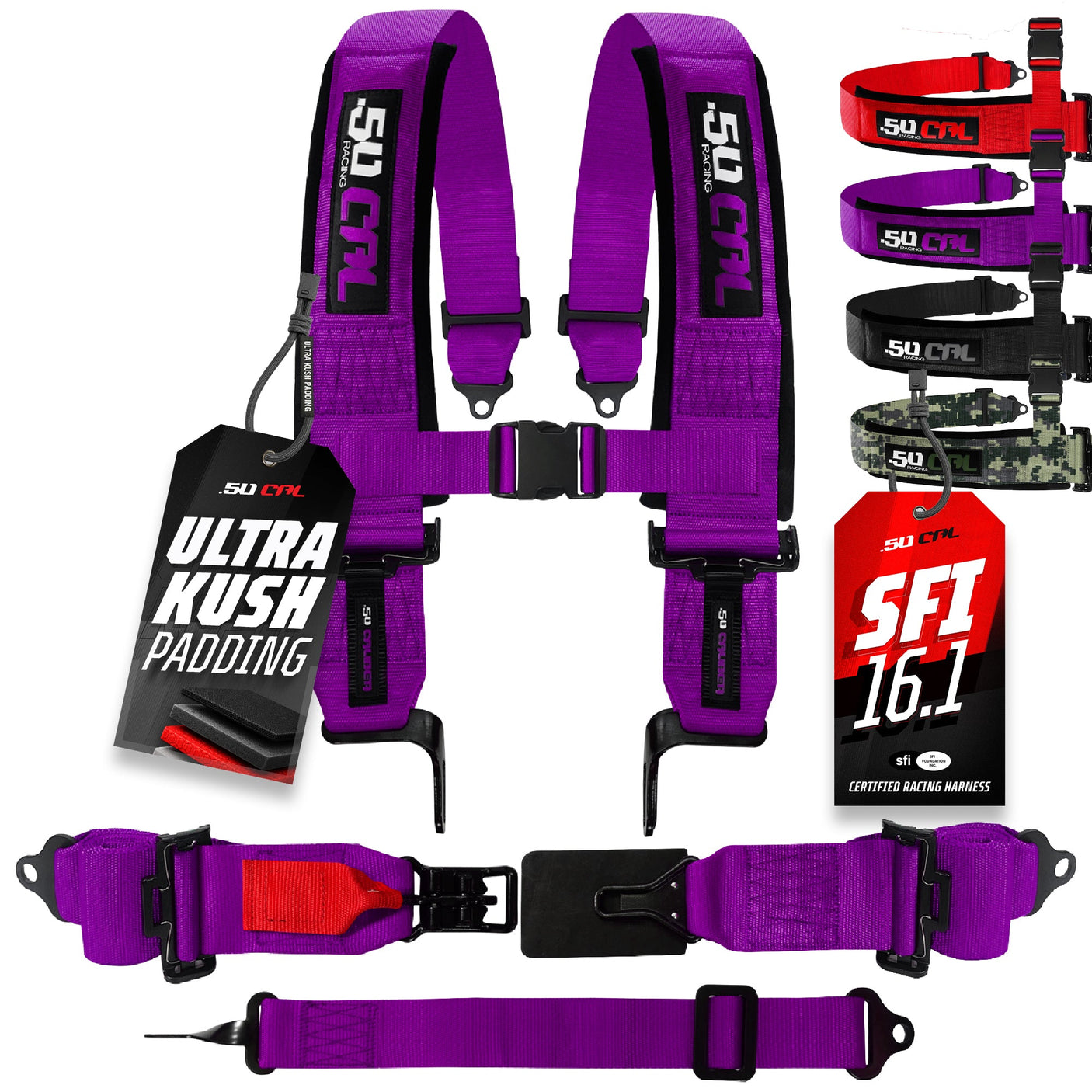 SFI Approved 5 Point Racing Harness - 3" Padded Straps + Quick Release (Black & Red)
