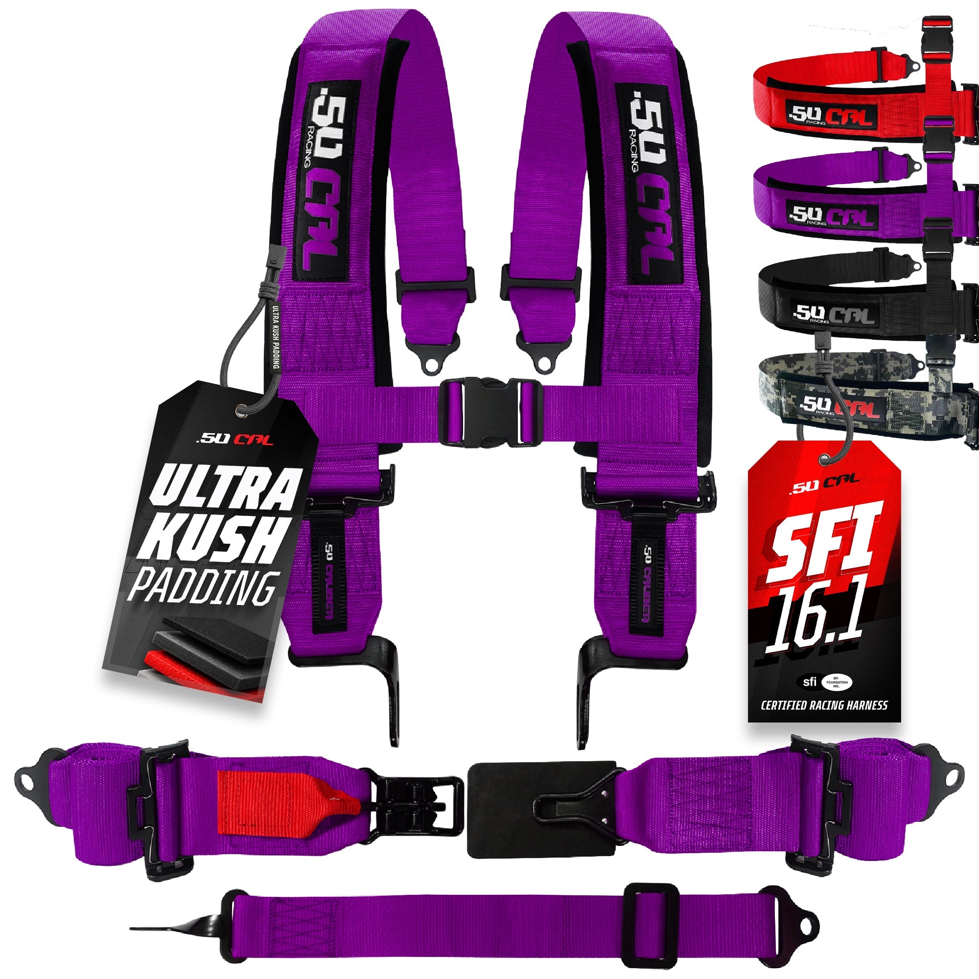 SFI Approved 5 Point Racing Harness - 3" Padded Straps + Quick Release (Black & Red)