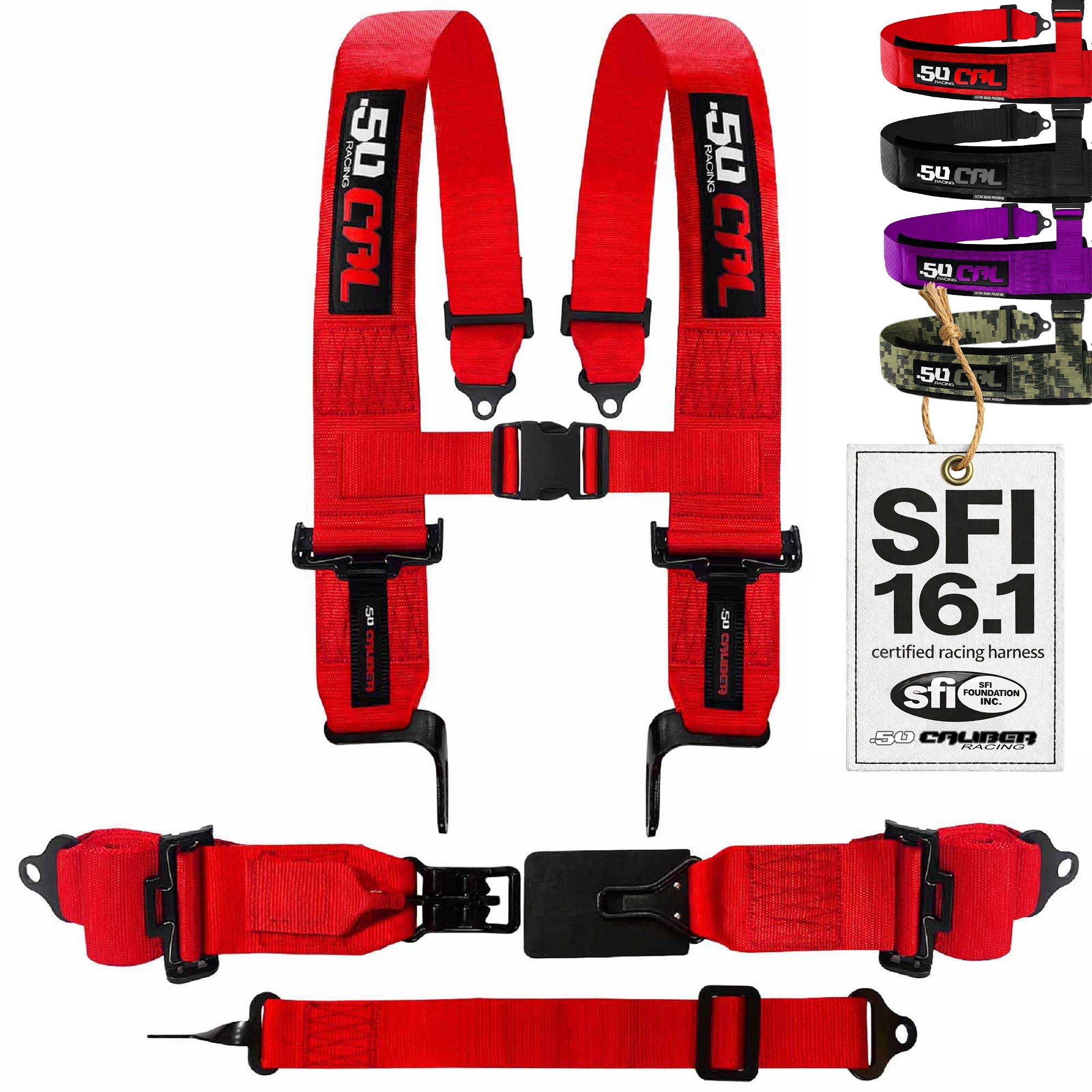 SFI Approved 5 Point Racing Harness - 3" Padded Straps + Quick Release (Black & Red)