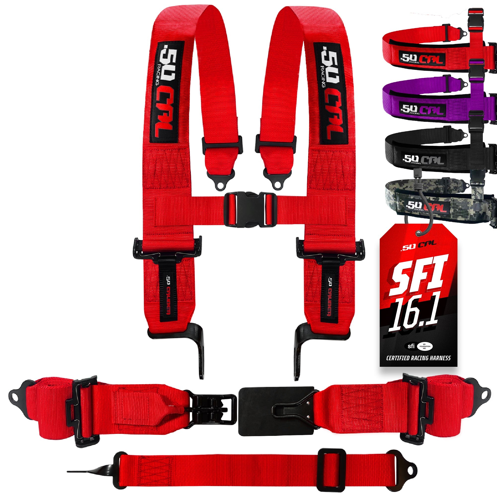 SFI Approved 5 Point Racing Harness - 3" Padded Straps + Quick Release (Black & Red)