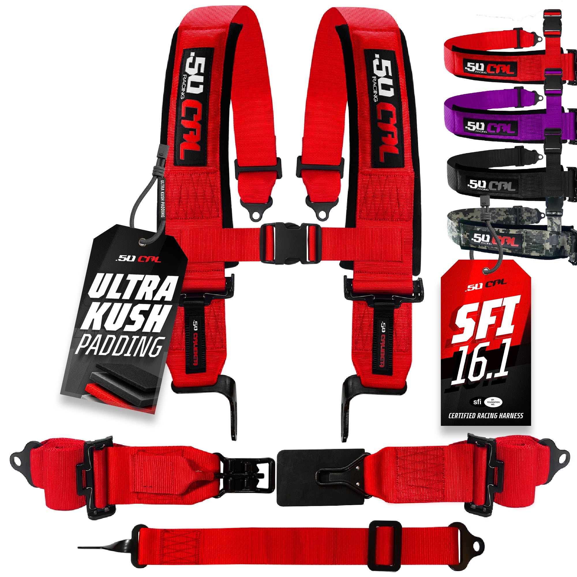 SFI Approved 5 Point Racing Harness - 3" Padded Straps + Quick Release (Black & Red)