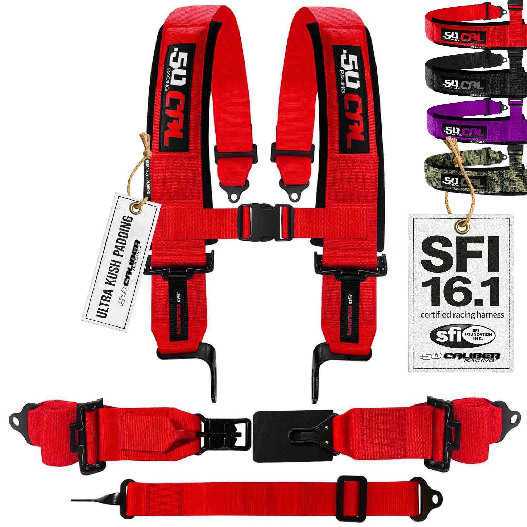 SFI Approved 5 Point Racing Harness - 3" Padded Straps + Quick Release (Black & Red)