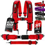 SFI Approved 5 Point Racing Harness - 3" Padded Straps + Quick Release (Black & Red)