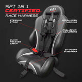 SFI Approved 5 Point Racing Harness - 3" Padded Straps + Quick Release (Black & Red)