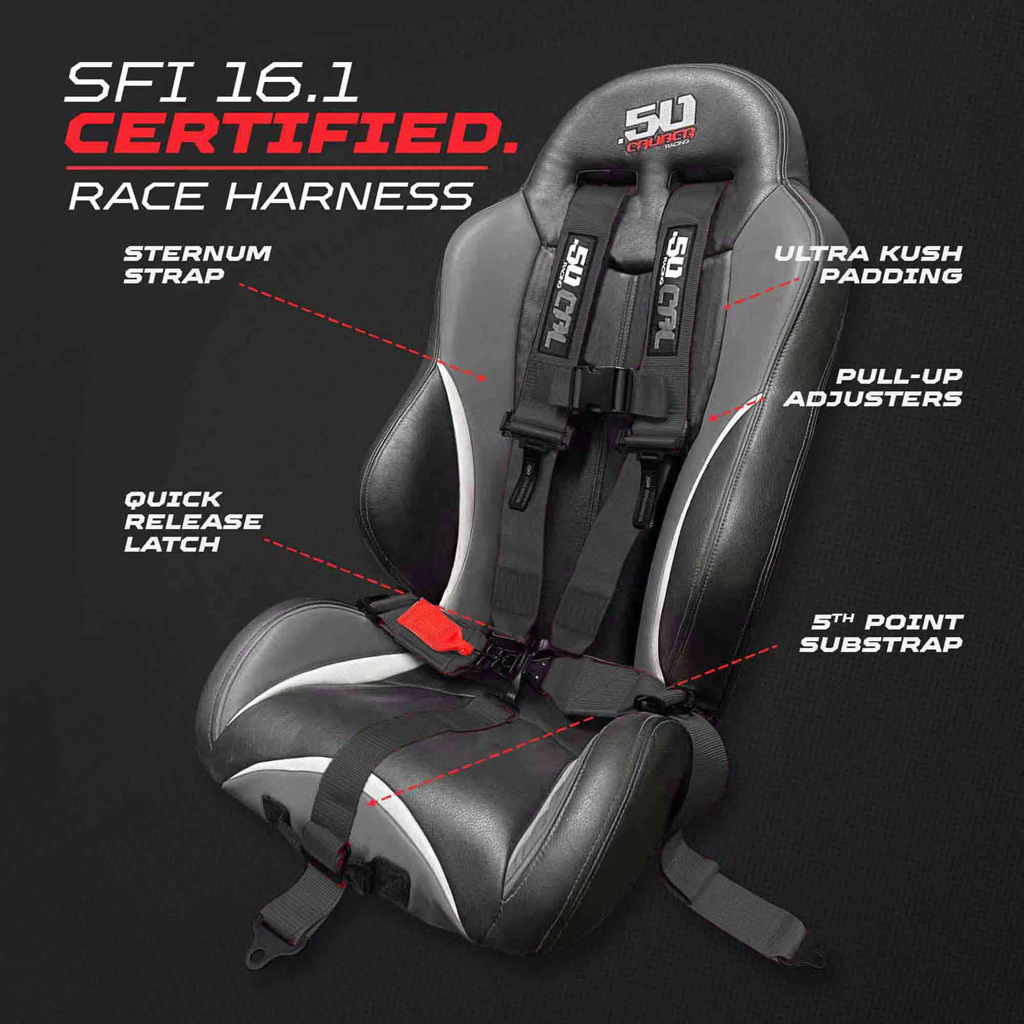 SFI Approved 5 Point Racing Harness - 3" Padded Straps + Quick Release (Black & Red)