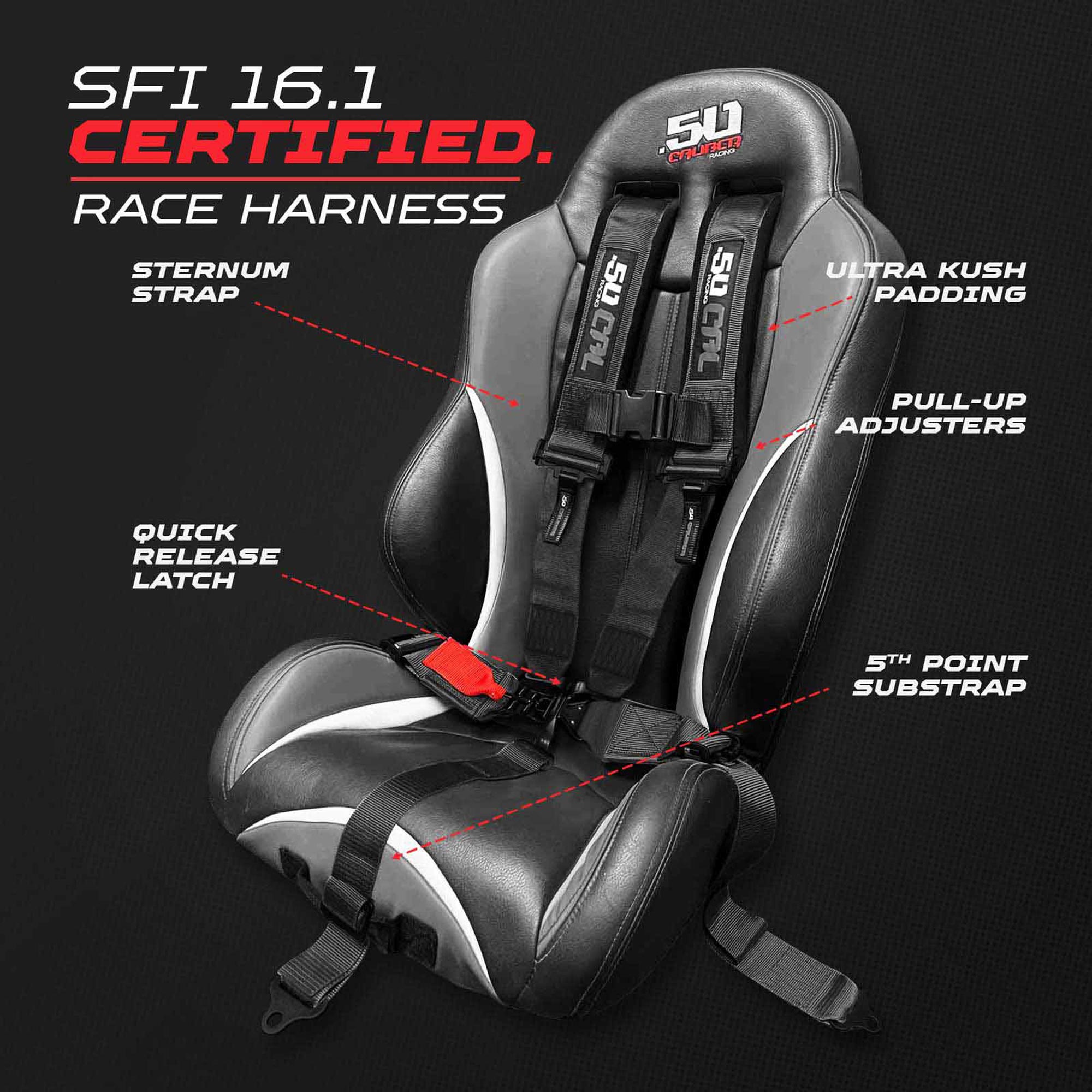 SFI Approved 5 Point Racing Harness - 3" Padded Straps + Quick Release (Black & Red)