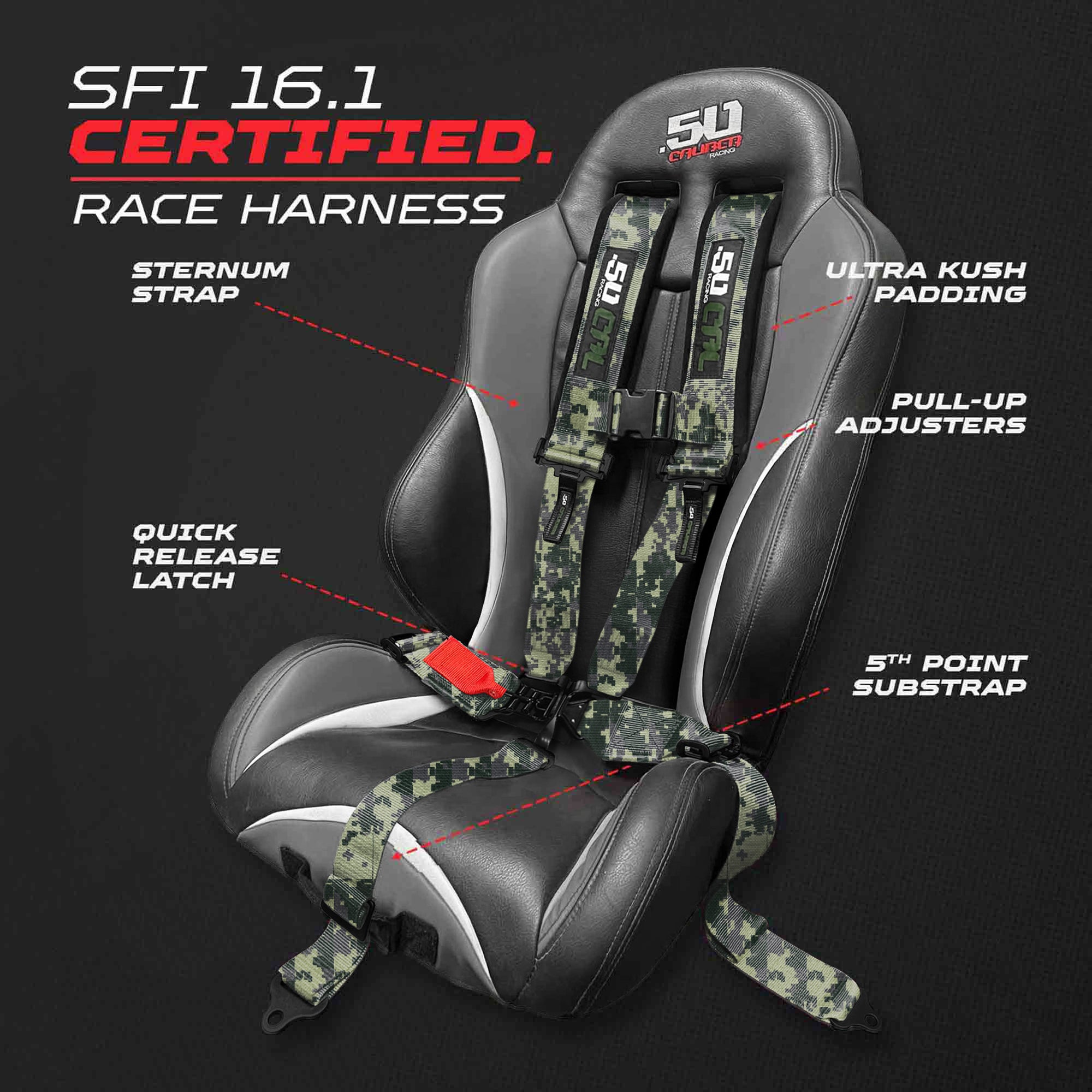 SFI Approved 5 Point Racing Harness - 3" Padded Straps + Quick Release (Black & Red)