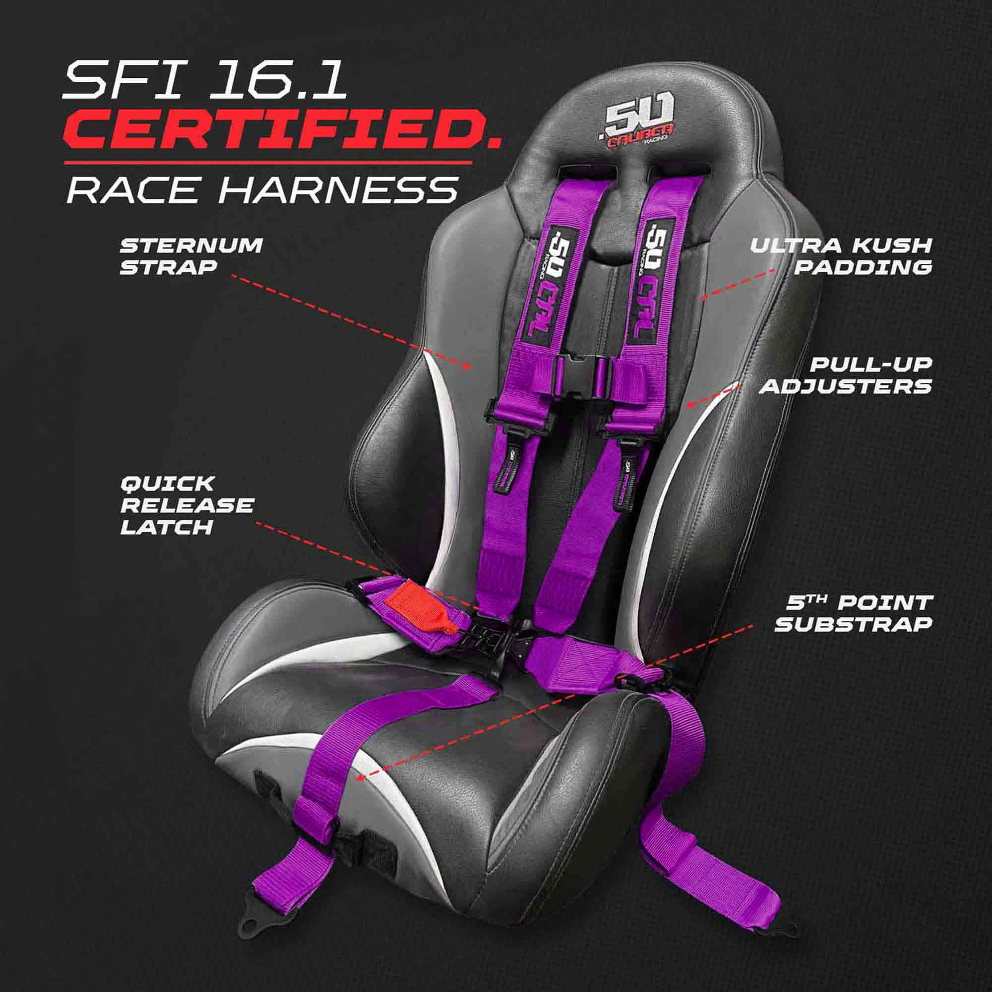 SFI Approved 5 Point Racing Harness - 3" Padded Straps + Quick Release (Black & Red)