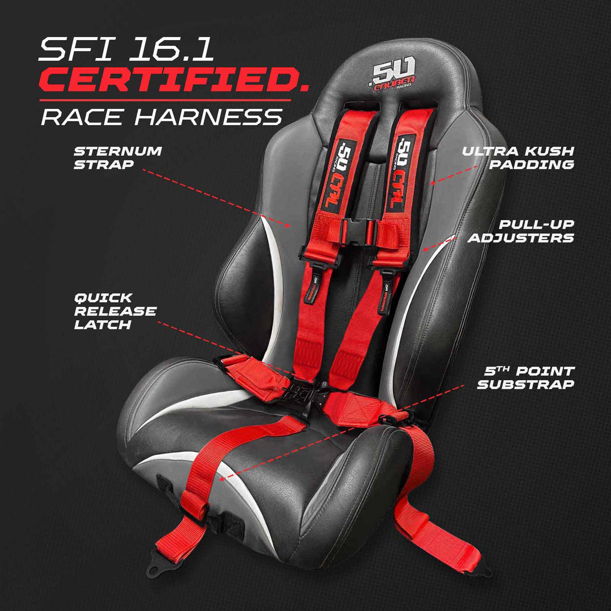 SFI Approved 5 Point Racing Harness - 3" Padded Straps + Quick Release (Black & Red)