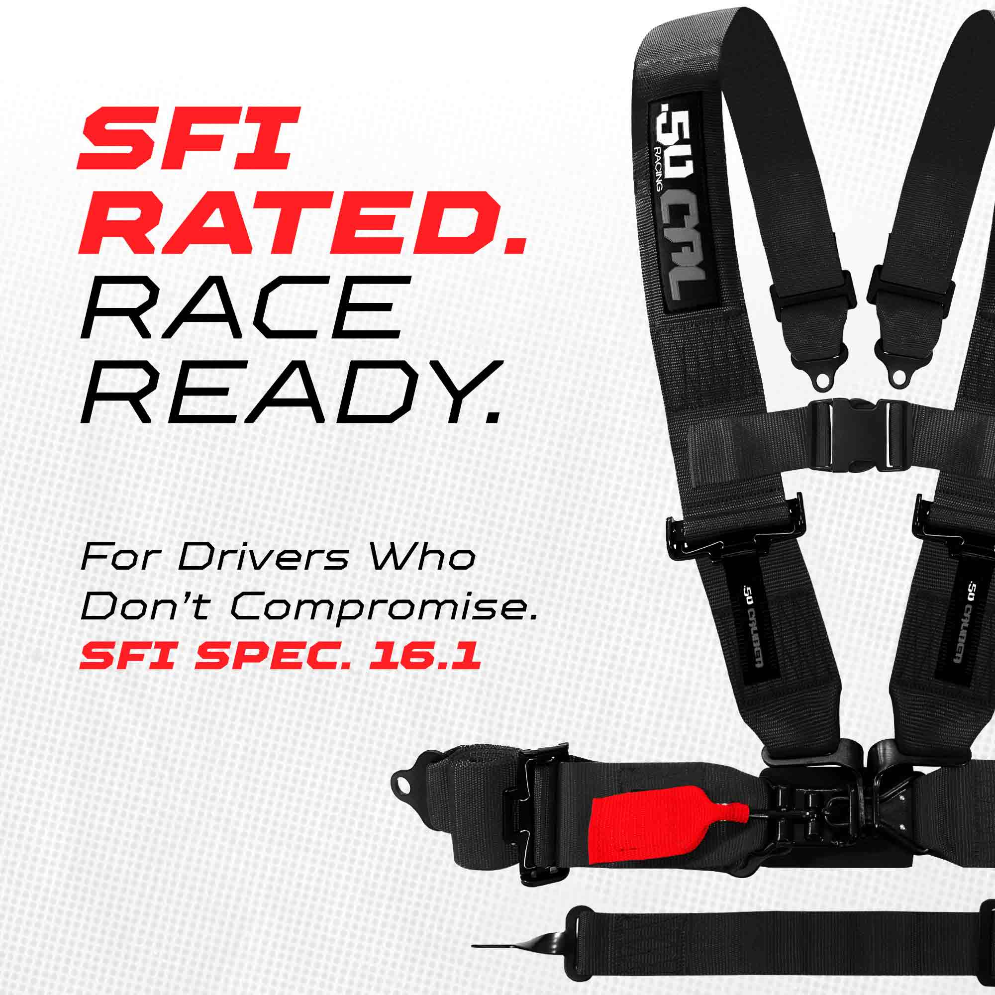 SFI Approved 5 Point Racing Harness - 3" Padded Straps + Quick Release (Black & Red)