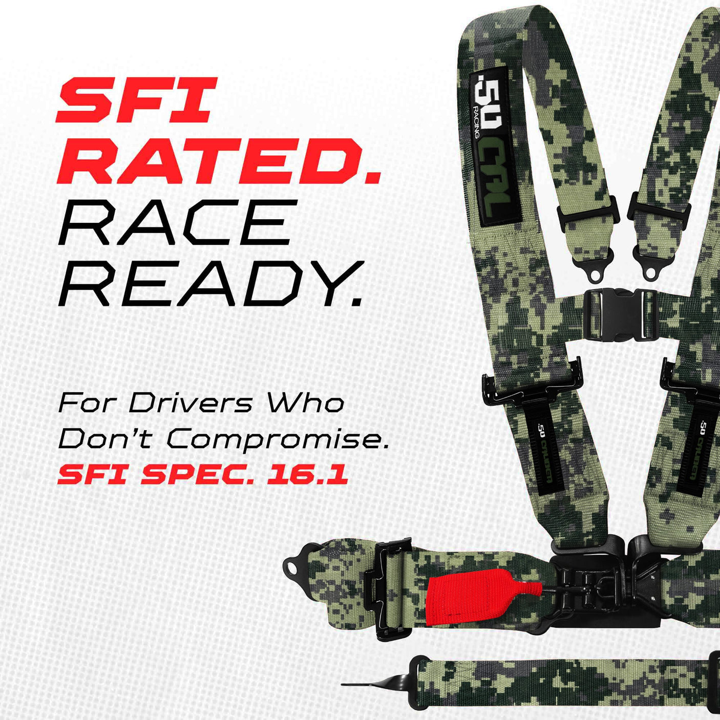SFI Approved 5 Point Racing Harness - 3" Padded Straps + Quick Release (Black & Red)