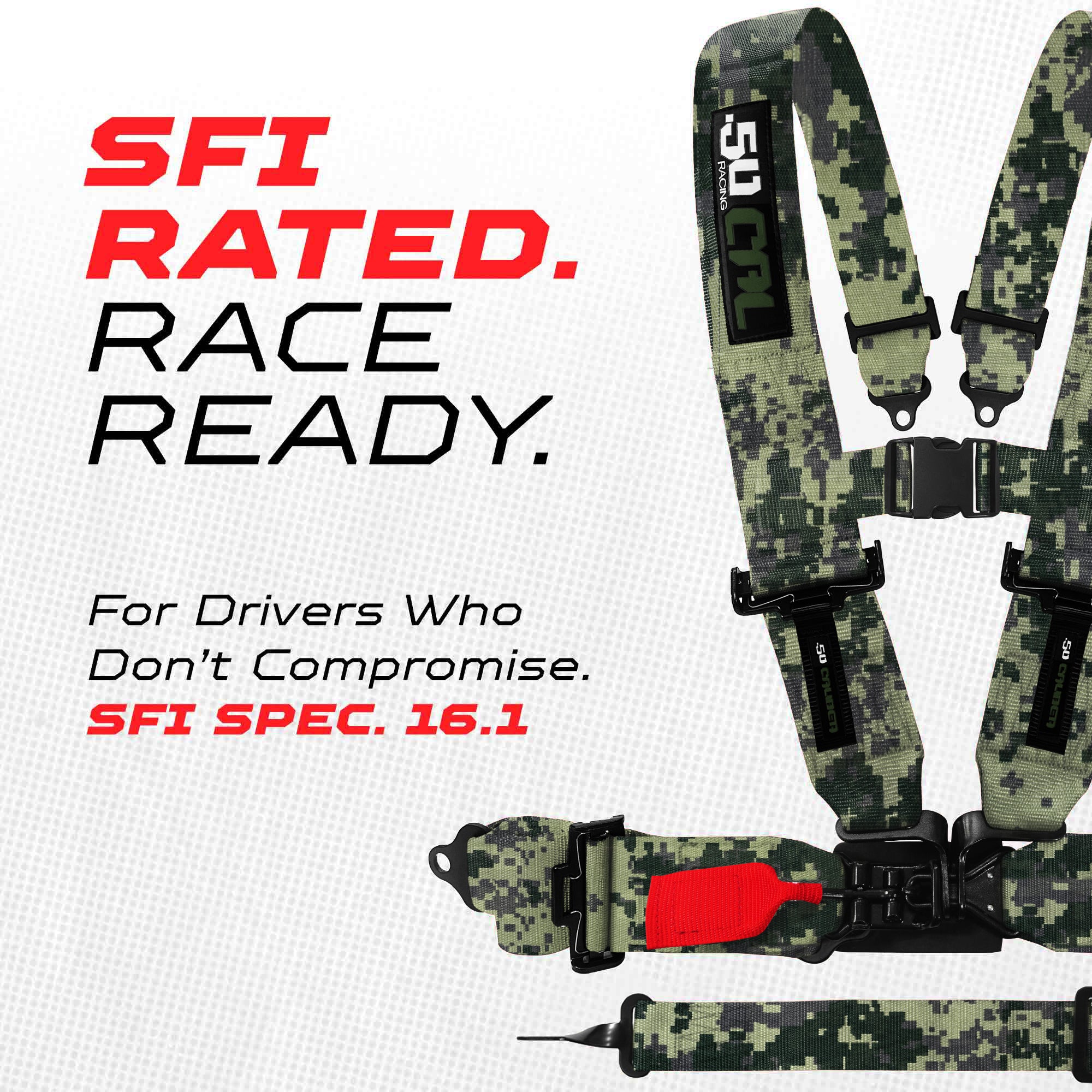 SFI Approved 5 Point Racing Harness - 3" Padded Straps + Quick Release (Black & Red)