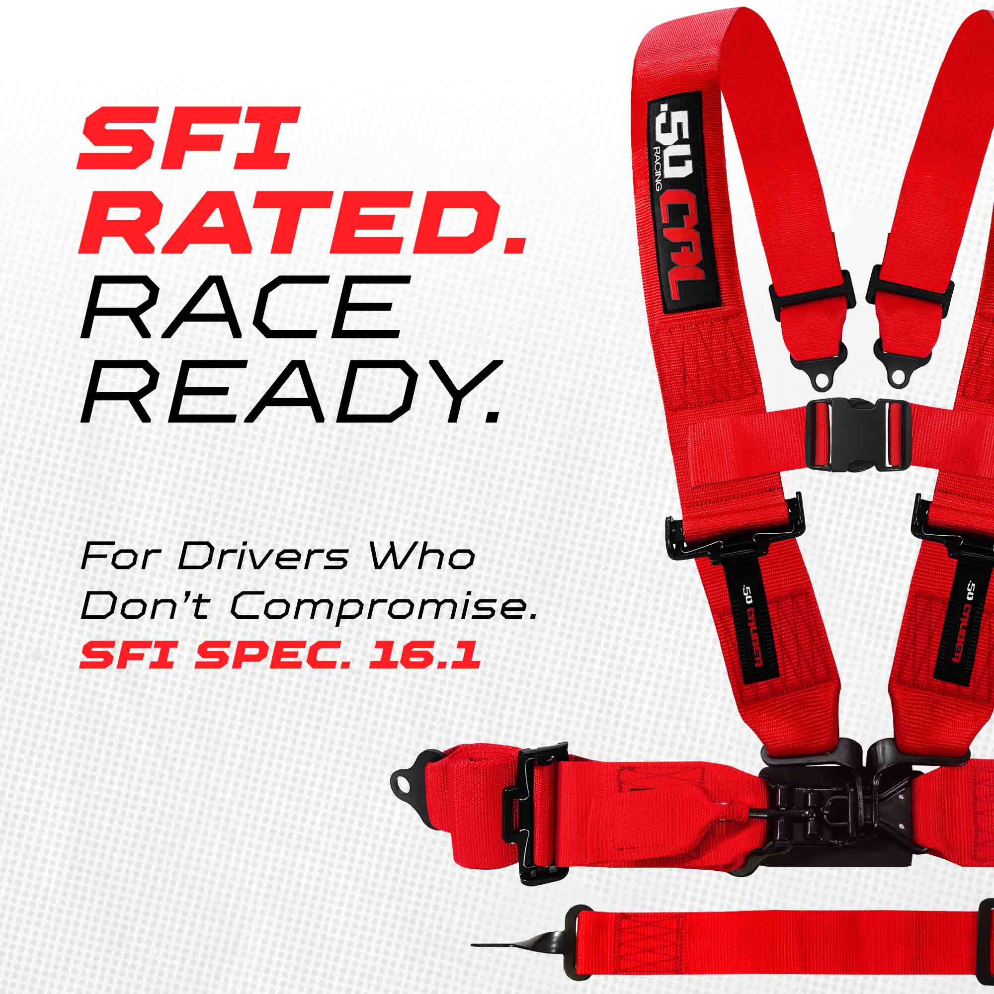 SFI Approved 5 Point Racing Harness - 3" Padded Straps + Quick Release (Black & Red)